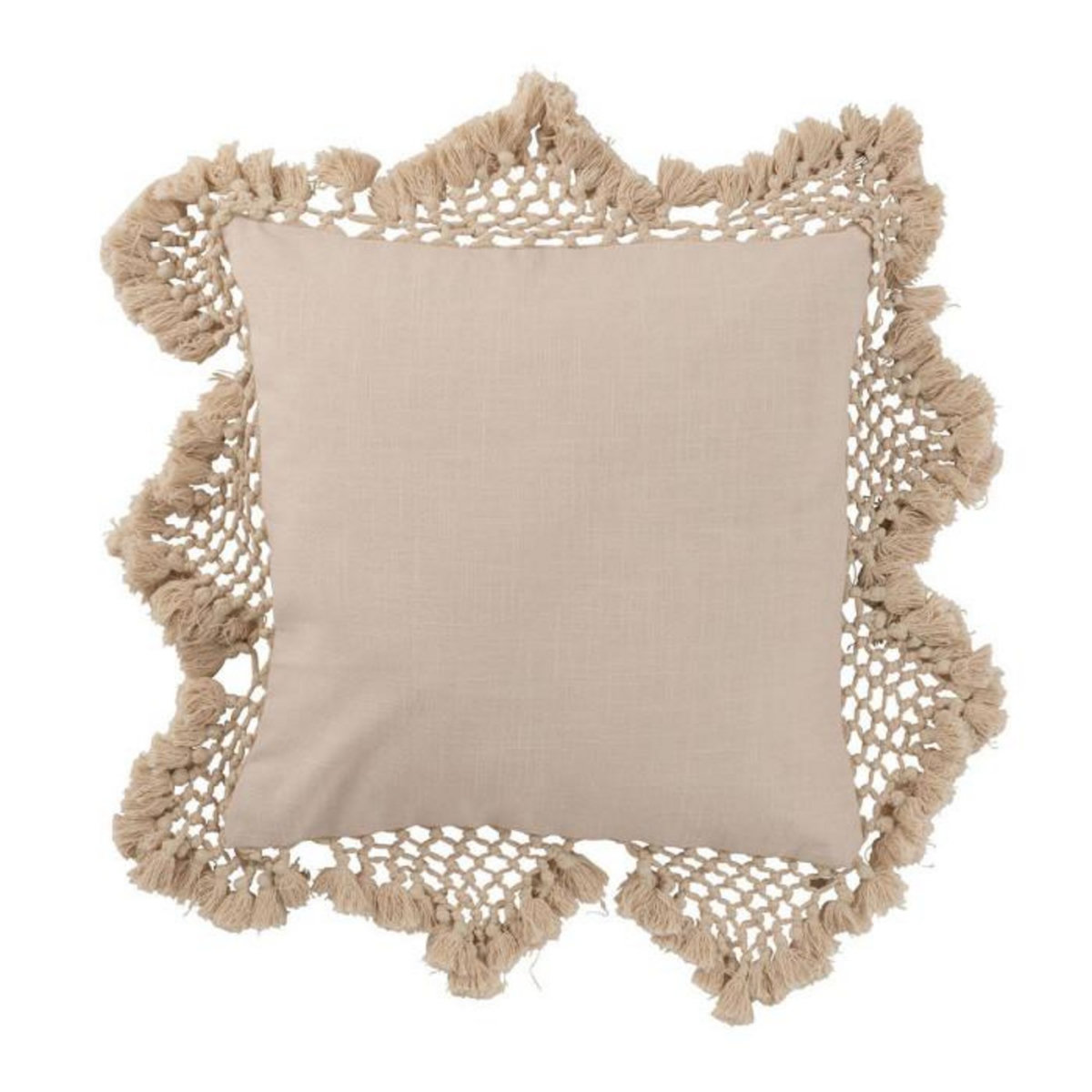 Paris Prix Coussin Déco  Franges  62x62cm Beige
