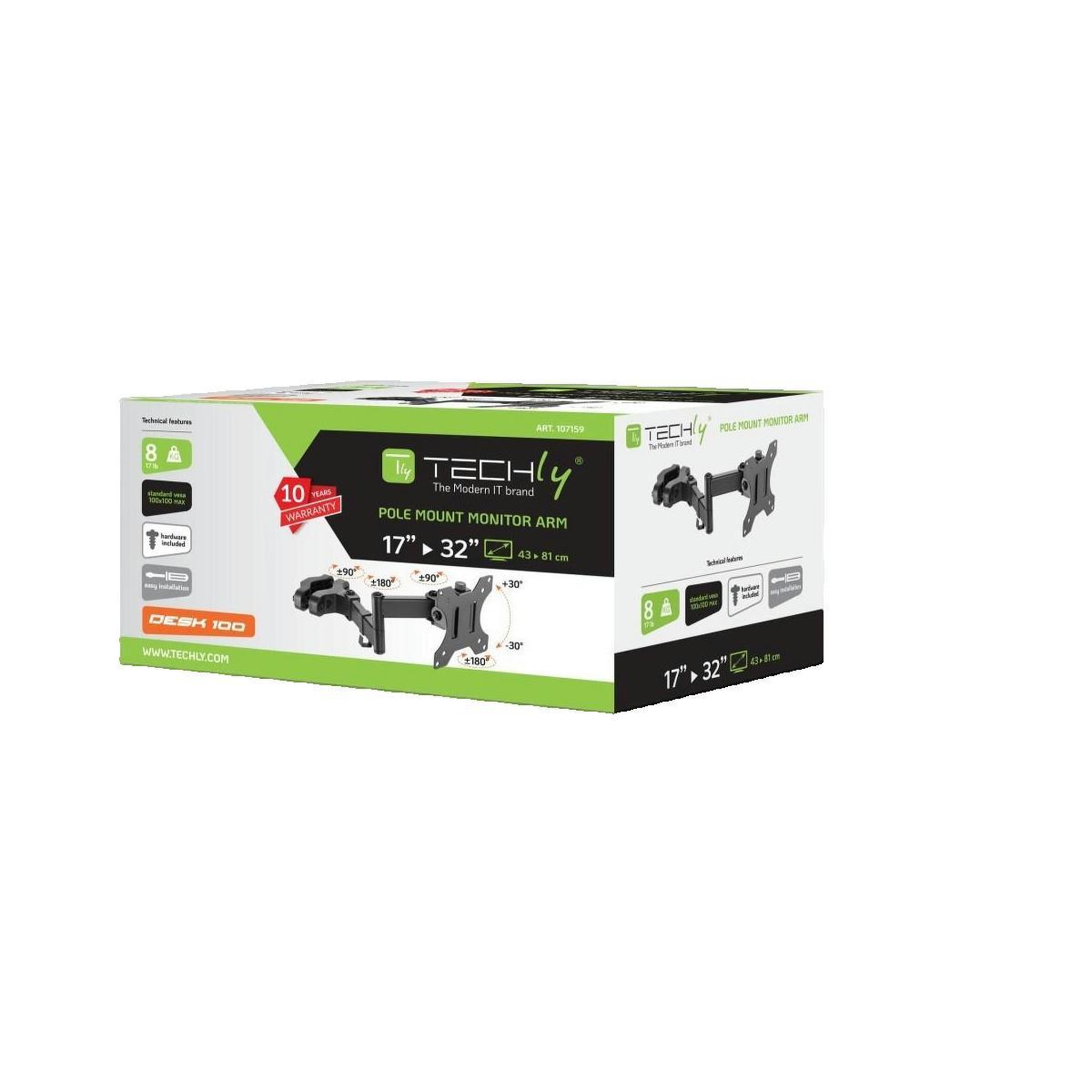Voir la diapositive 2 : TECHLY Support TV mural Techly ICA-LCD 110BK pour écrans de 17 à 32 pouces