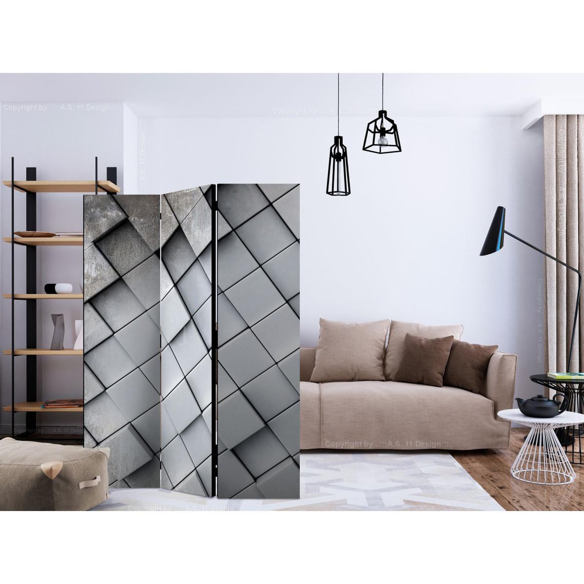 Voir la diapositive 2 : Paris Prix Paravent 3 volets  gray background 3d  135x172cm