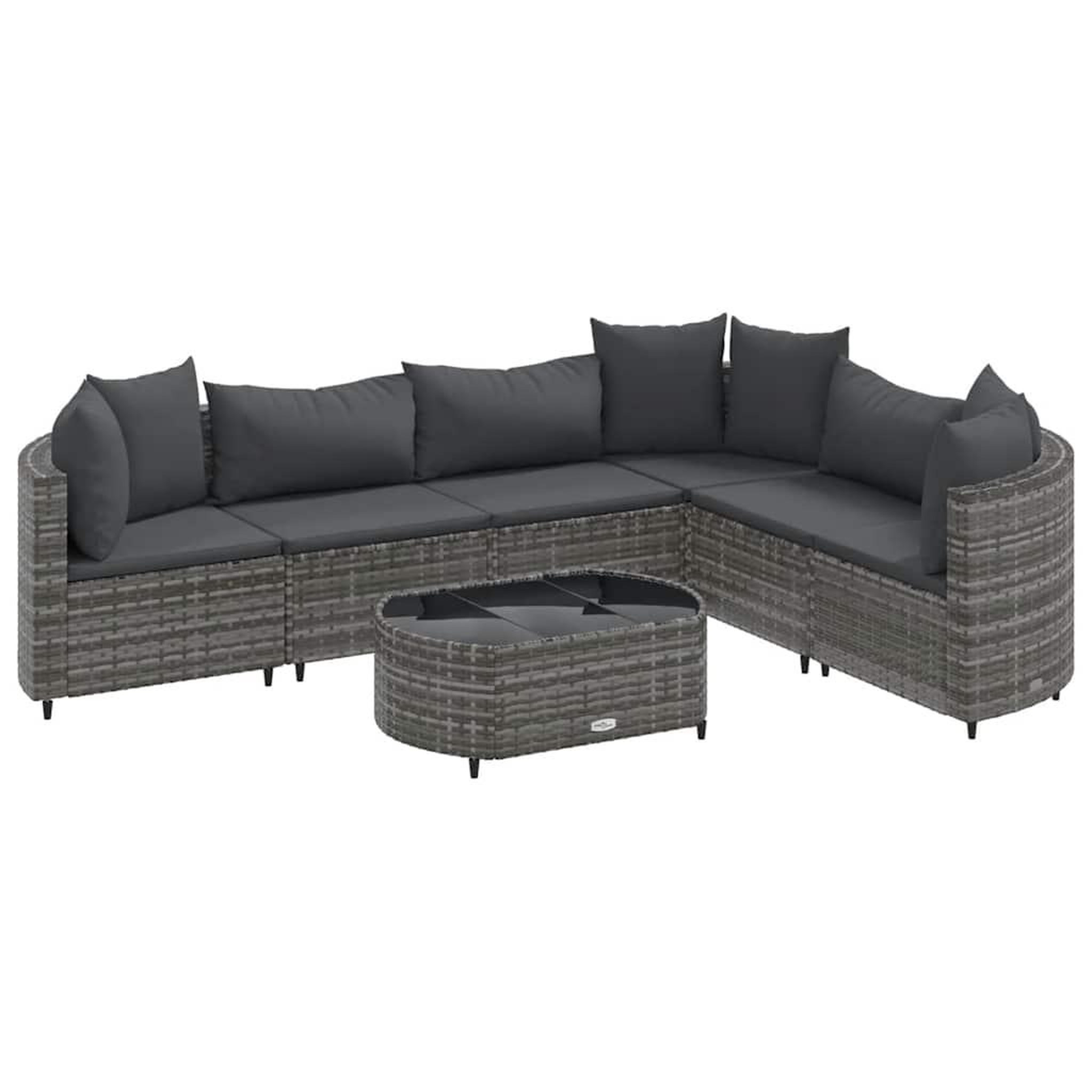 Voir la diapositive 2 : VIDAXL Salon de jardin avec coussins 7 pcs gris resine tressee