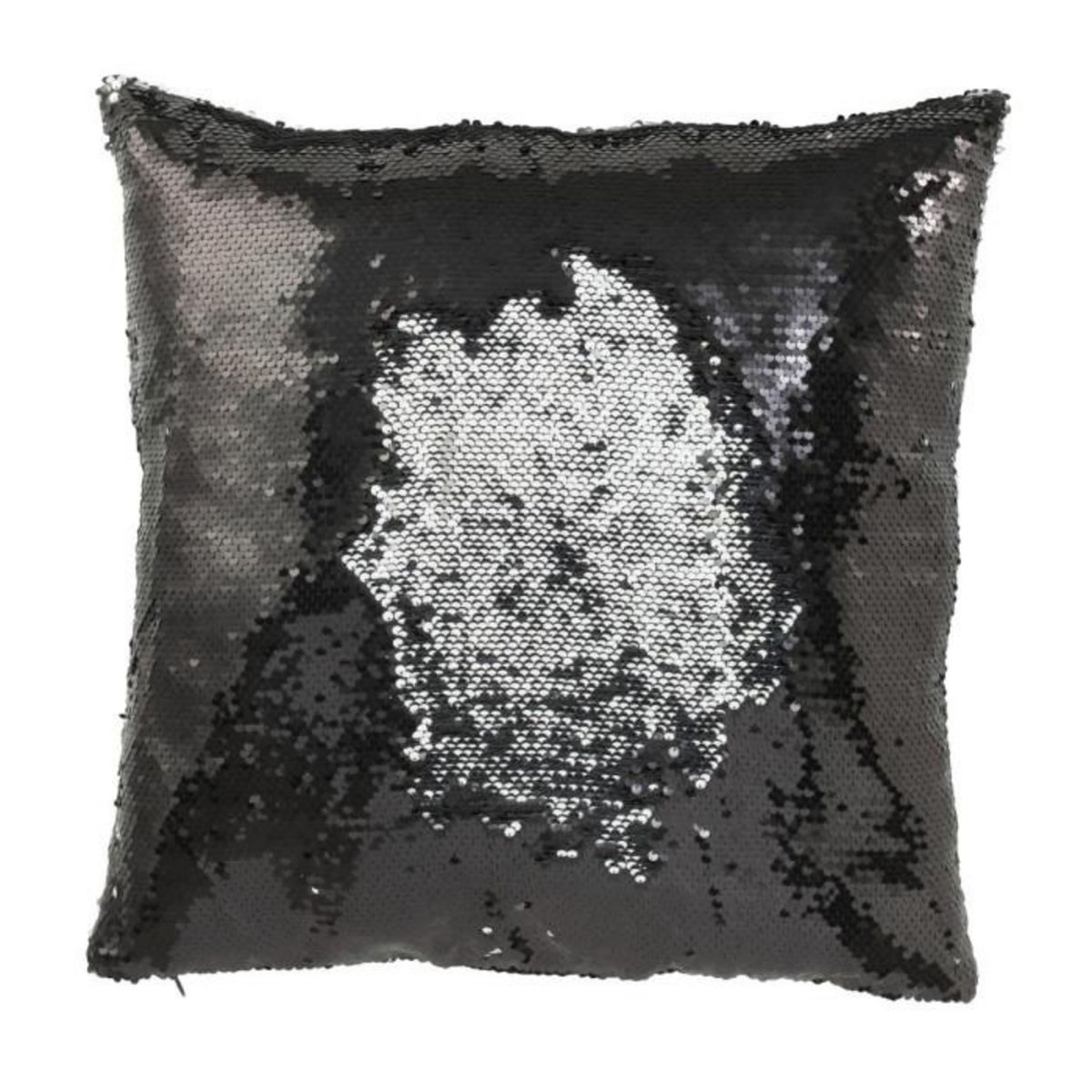 Paris Prix Coussin Déco Réversible  Sequin  45x45cm Noir & Argent
