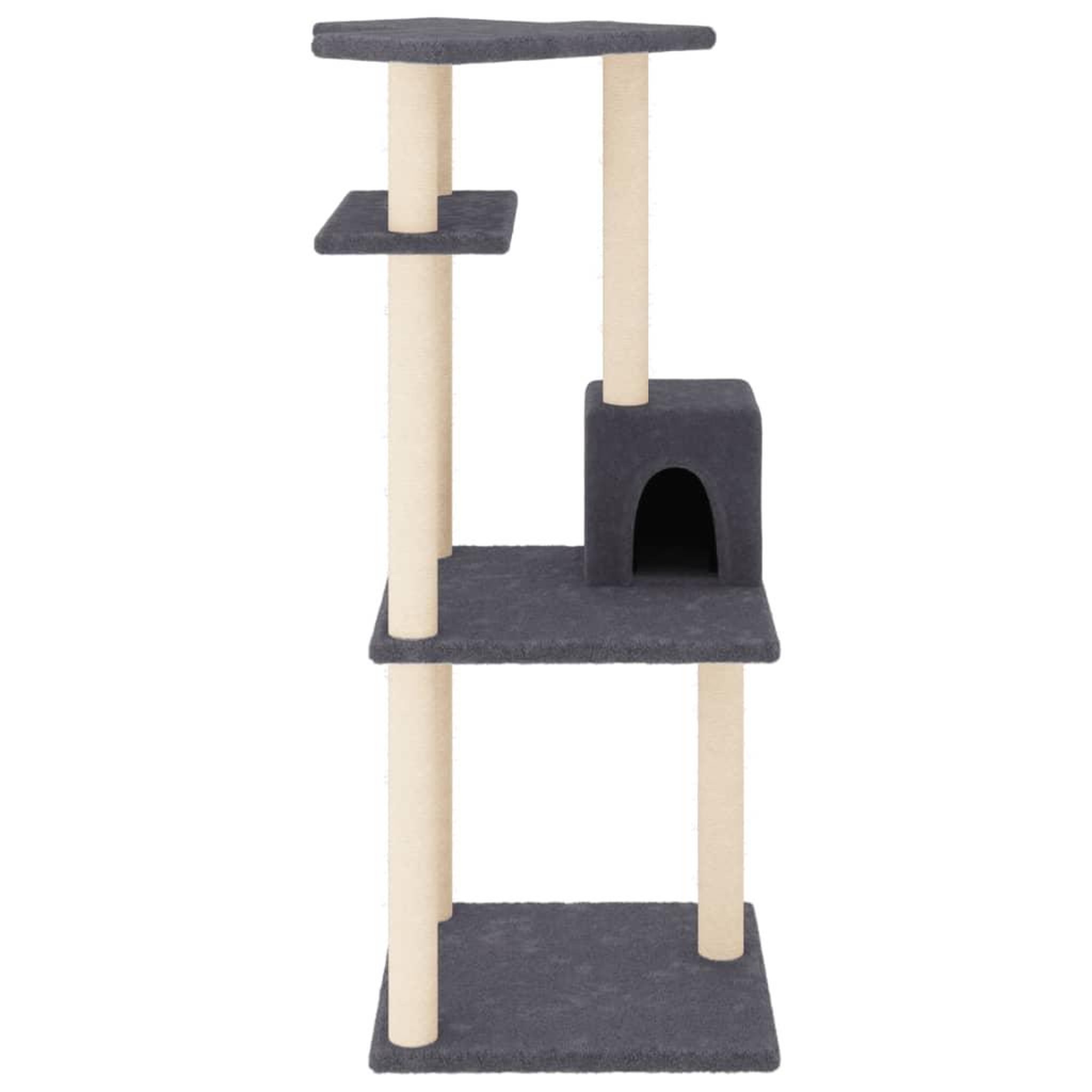 Voir la diapositive 3 : VIDAXL Arbre a chat avec griffoirs en sisal gris fonce 123 cm