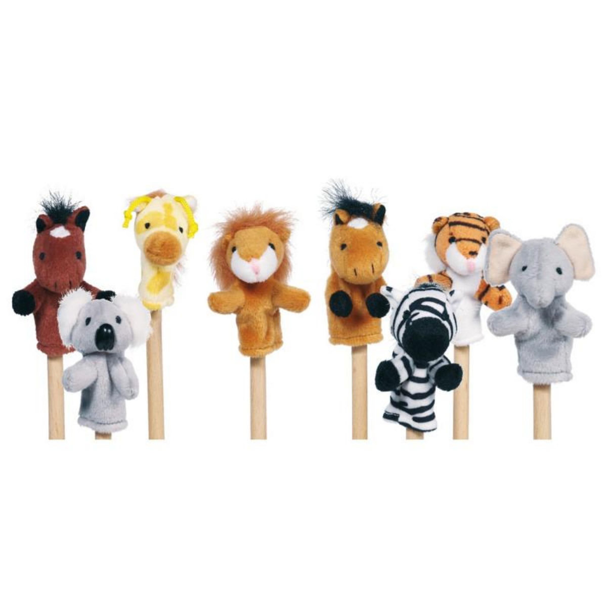 Goki GOKI Lot de 8 Marionnettes à doigt animaux sauvages