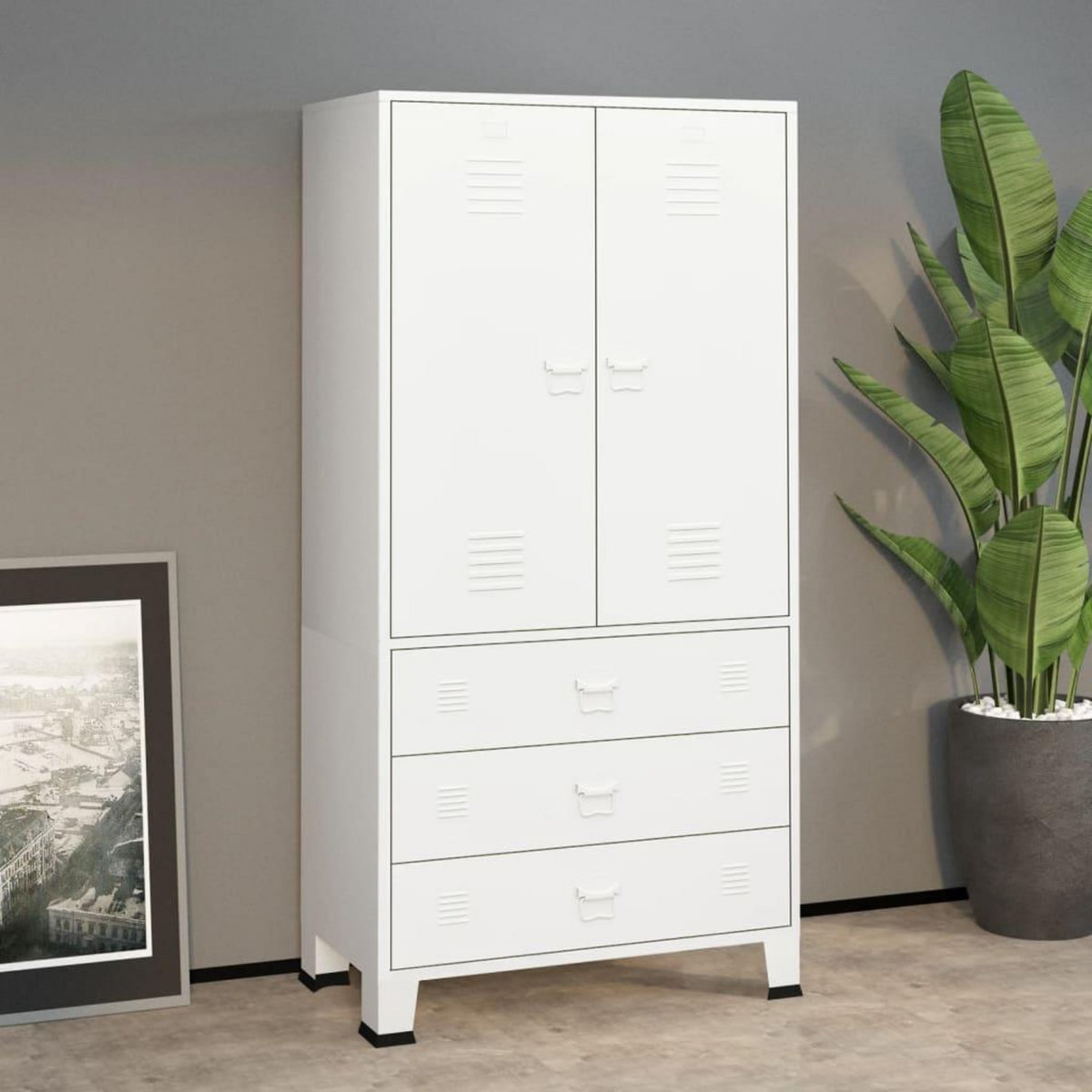 VIDAXL Garde-robe Blanc 90x50x180 cm Metal