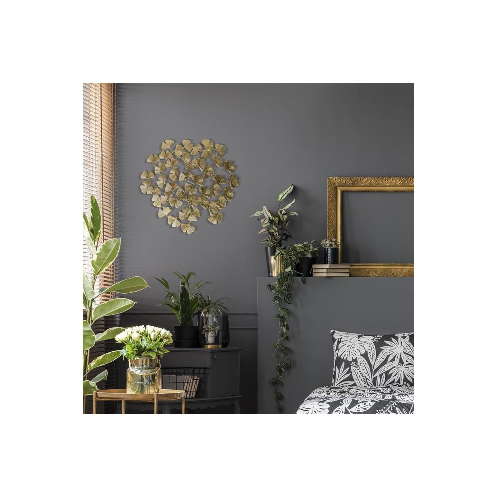 Voir la diapositive 3 : The Home Deco Factory Décoration Murale en Métal  Fleurs  48cm Or