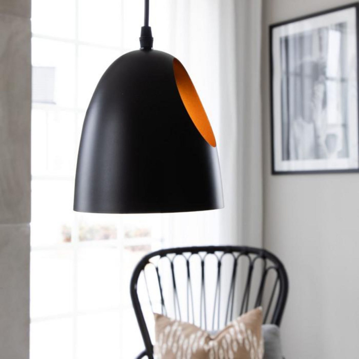 Paris Prix Lampe Suspension Design  Elda  17cm Noir