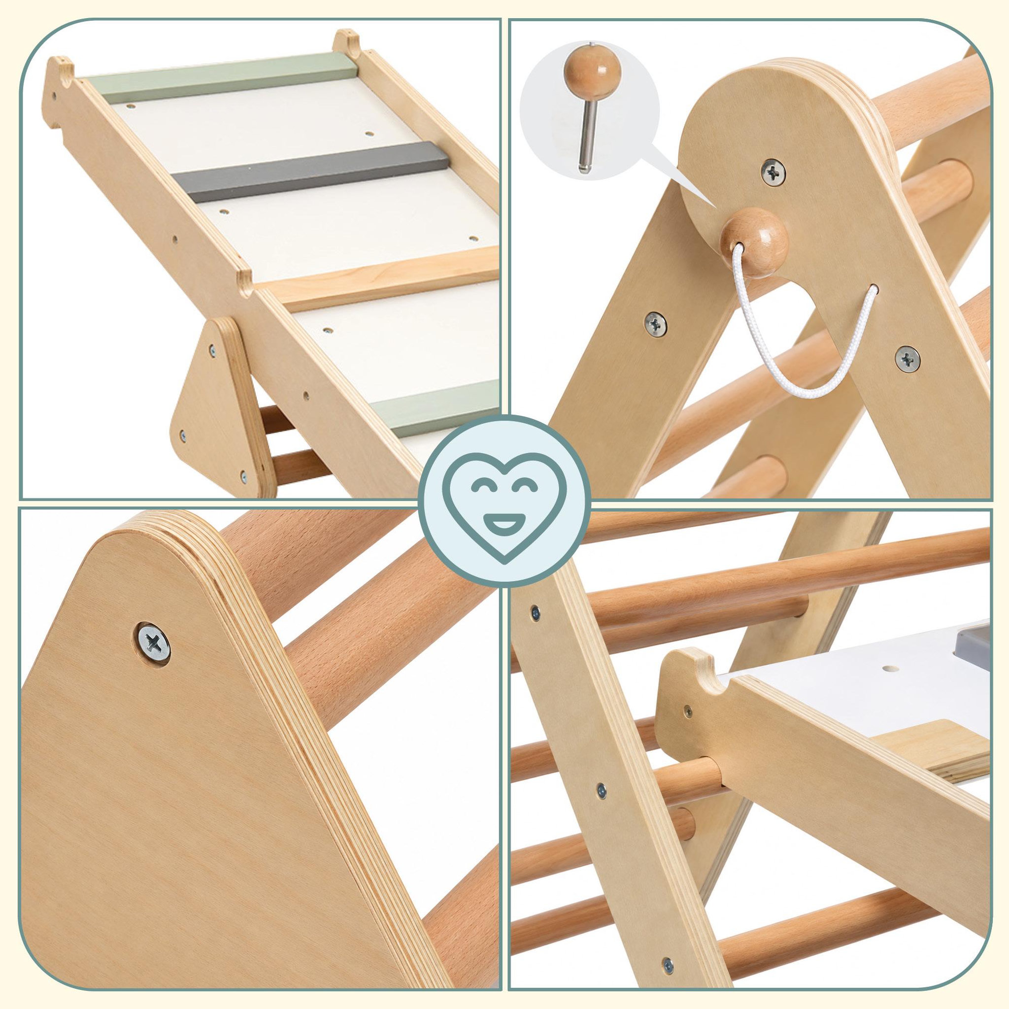 Voir la diapositive 6 : MAMABRUM Aire de Jeux - Échelle, Mur d'escalade, Poutre d'équilibre, triangle de Pikler - Charge Max 50 kg