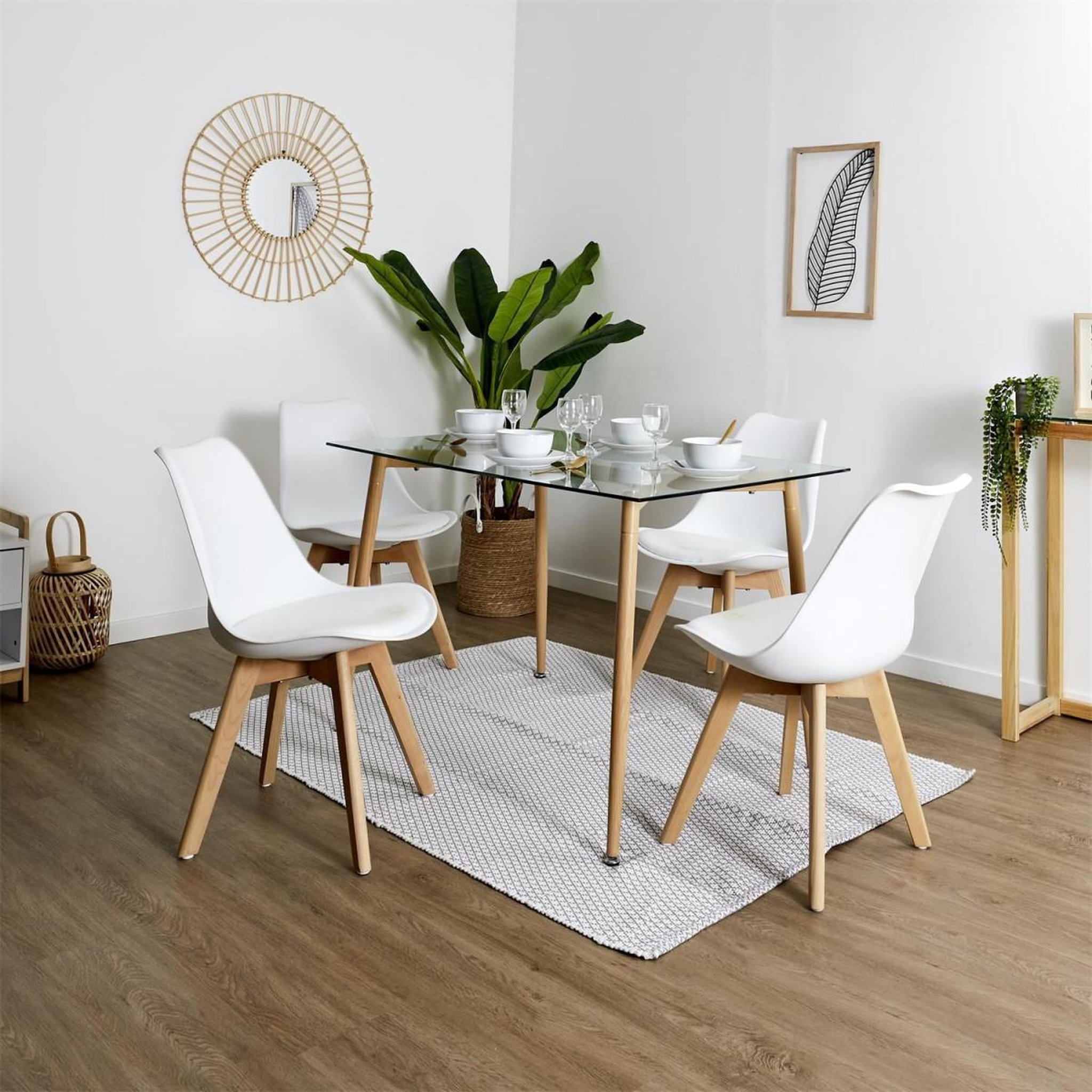 Voir la diapositive 6 : The Home Deco Factory Lot de 4 chaises scandinave  coquil  81cm blanc