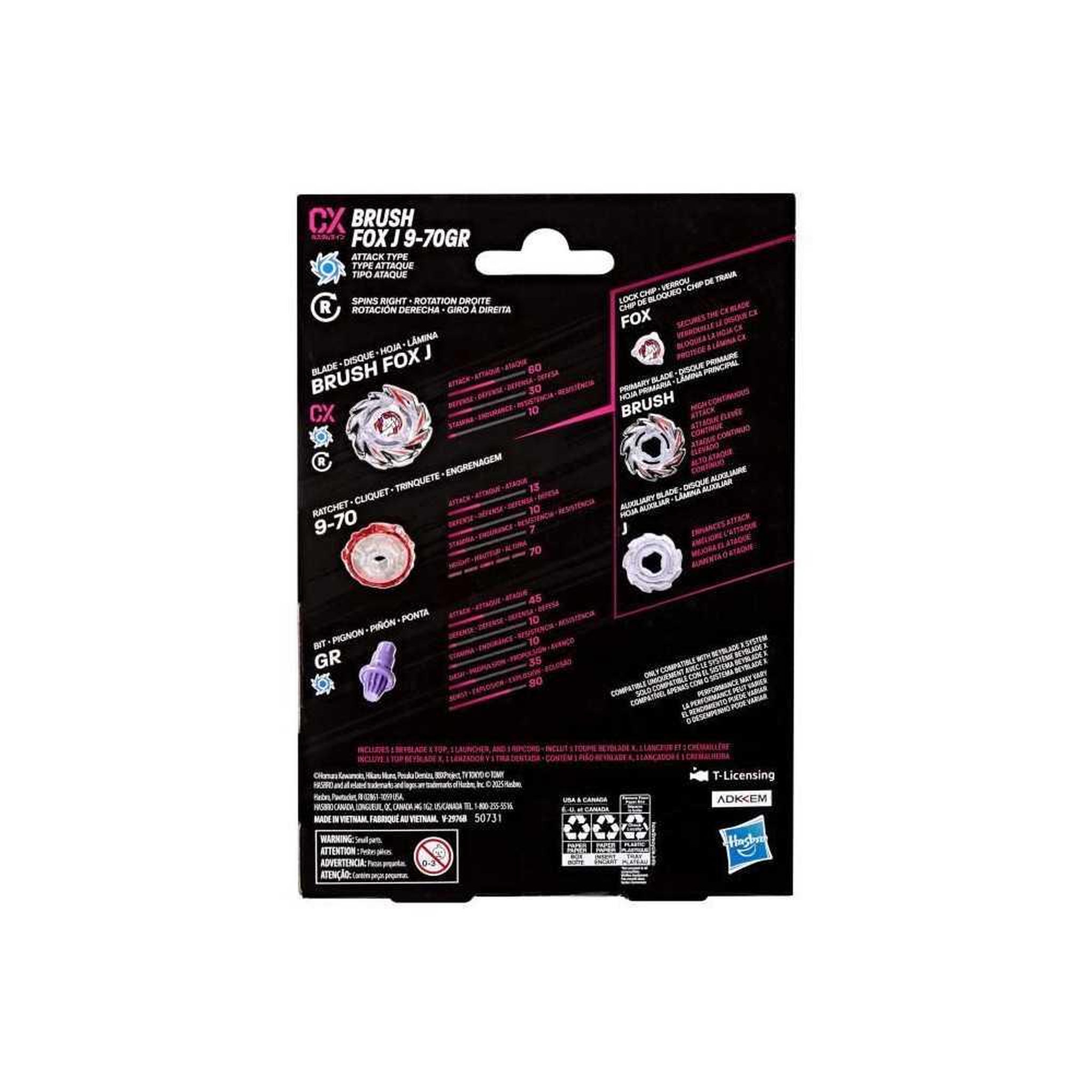 Voir la diapositive 6 : HASBRO Beyblade X Starter Pack Brush Fox J 9-70GR CX, toupie Takara Tomy de type attaque, toupies de compétition, des 8 ans