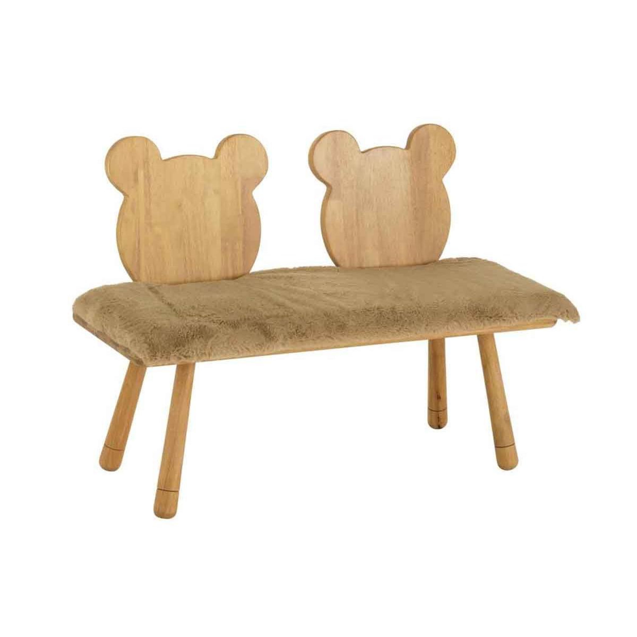 Voir la diapositive 1 : J-LINE Banc pour enfant en bois  ours  87cm naturel