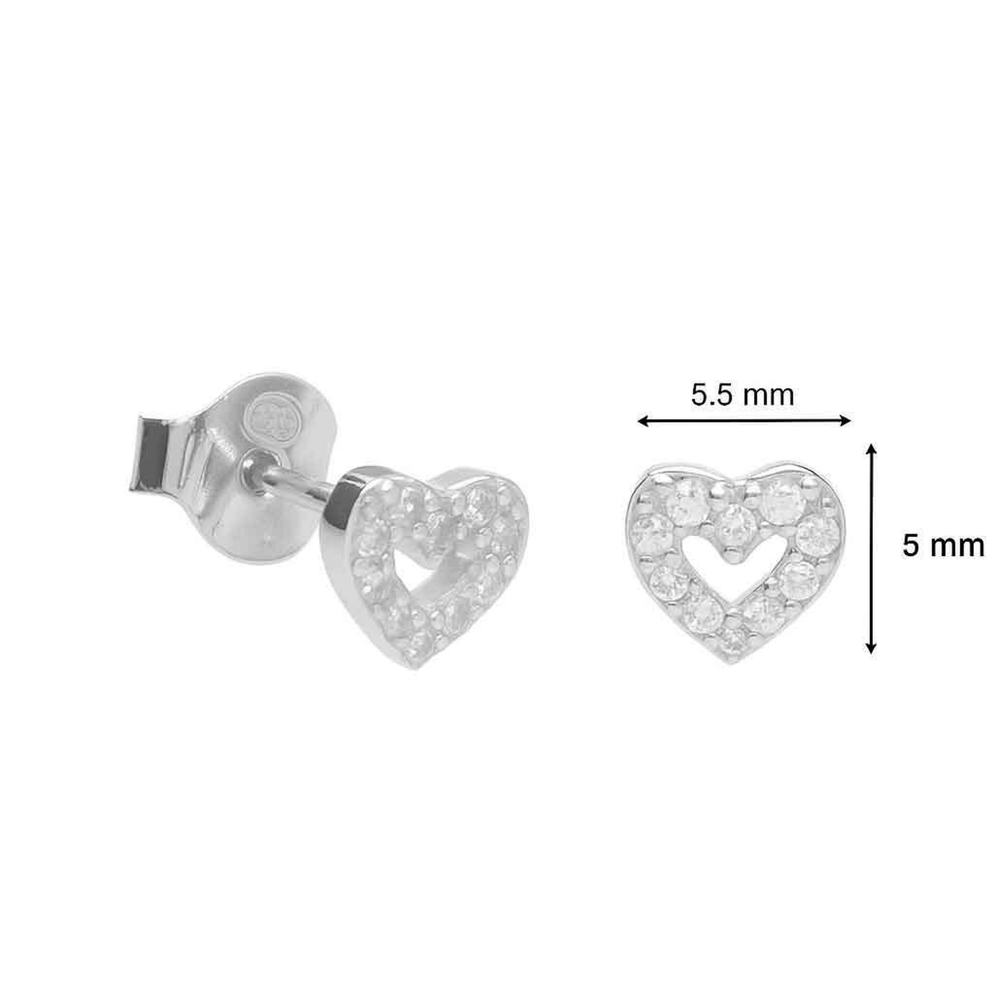 Voir la diapositive 3 : L'ATELIER D'AZUR Boucles d'Oreilles Argent 925/000 Rhodié - Coeur Pavé de Zirconiums