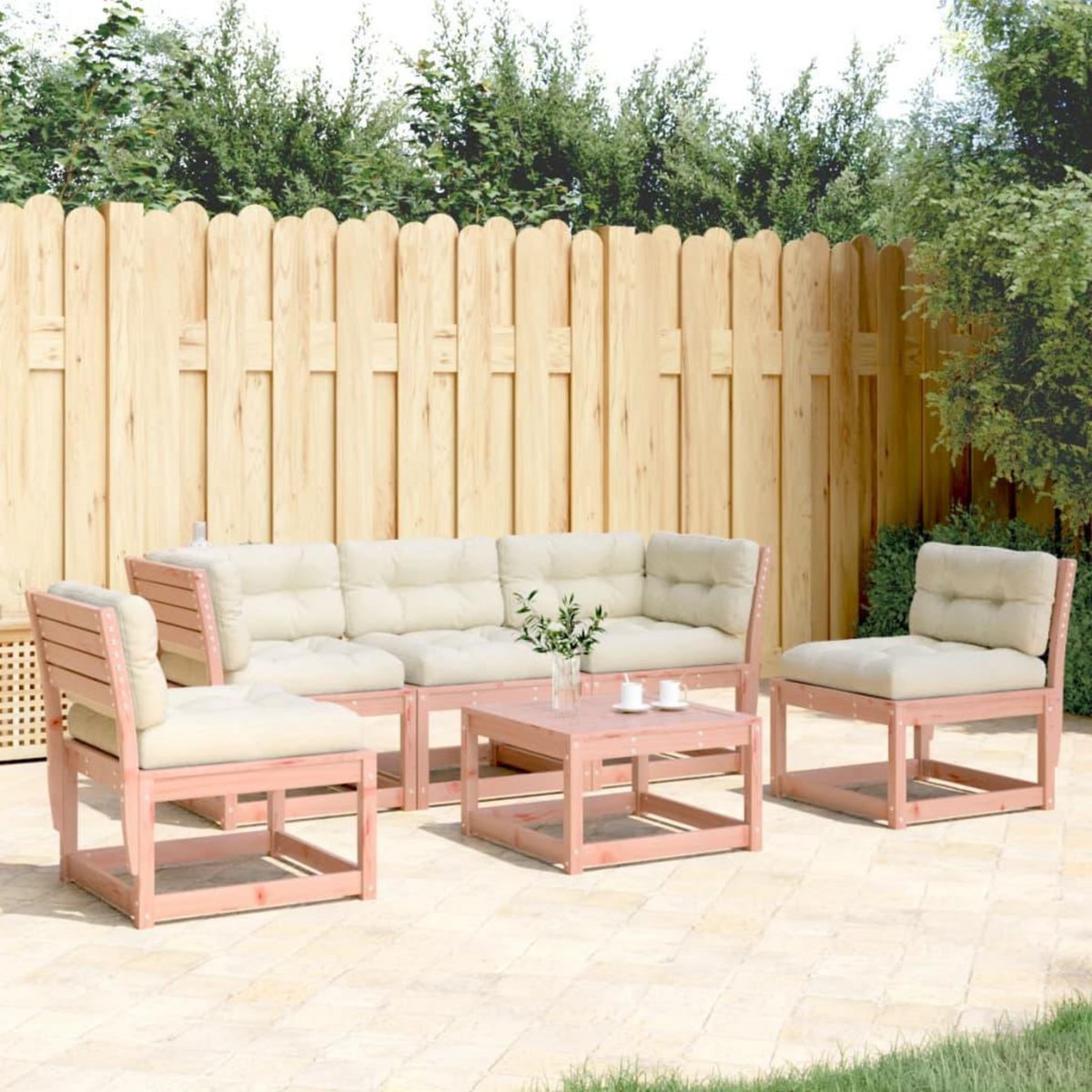 VIDAXL Salon de jardin 5 pcs avec coussins bois massif douglas