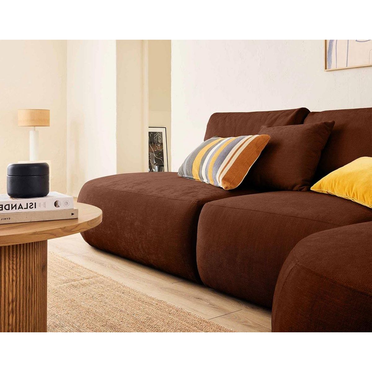 LISA DESIGN Santorini - canapé modulable d'angle droit - 5 places - en tissu texturé