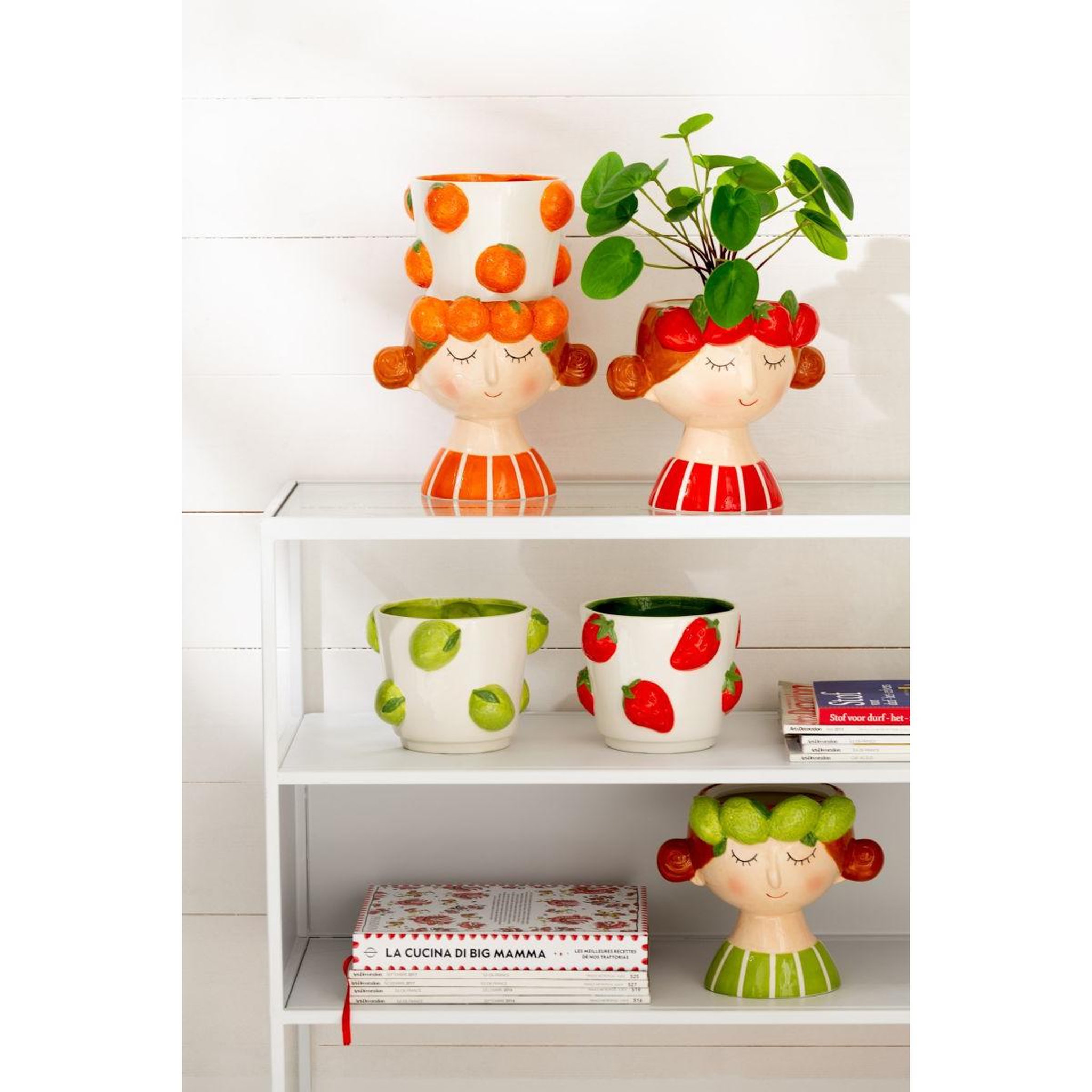 Voir la diapositive 4 : J-LINE Cache-pot en 2 parties  fille fraise  30cm multicolore