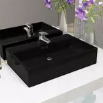 VIDAXL Vasque avec trou de robinet en ceramique Noir 76x42,5x14,5 cm