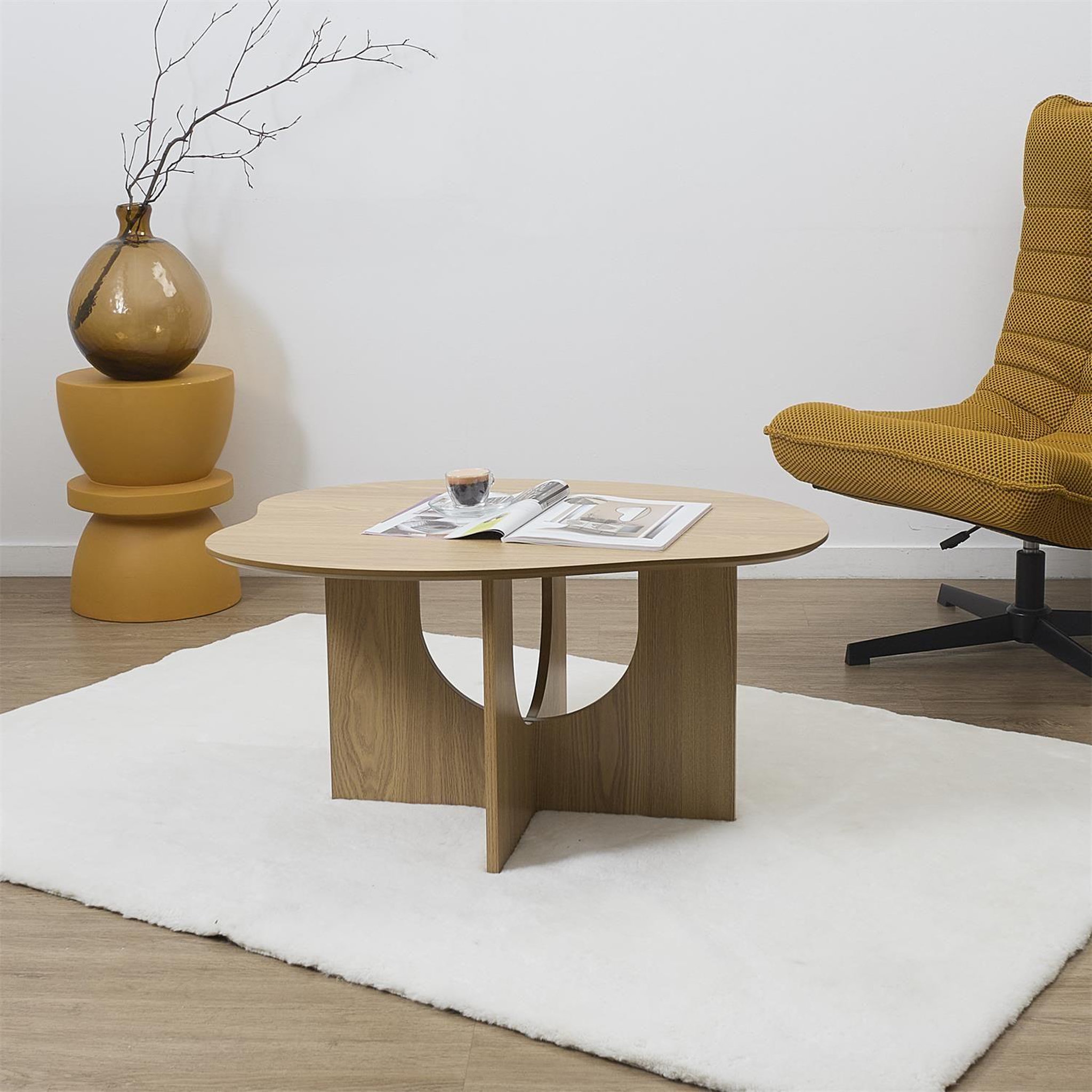 Voir la diapositive 2 : The Home Deco Factory Table basse asymétrique en bois calypso - beige