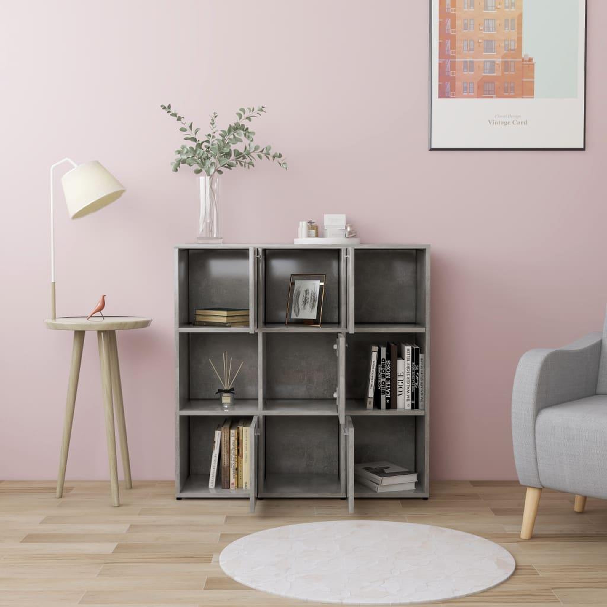 Voir la diapositive 3 : VIDAXL Bibliotheque Gris beton 90x30x90 cm Bois d'ingenierie