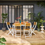 Voir la diapositive 2 : SWEEEK Table de jardin acacia avec coins arrondis, 6 chaises, 120 x 80 x 75 cm