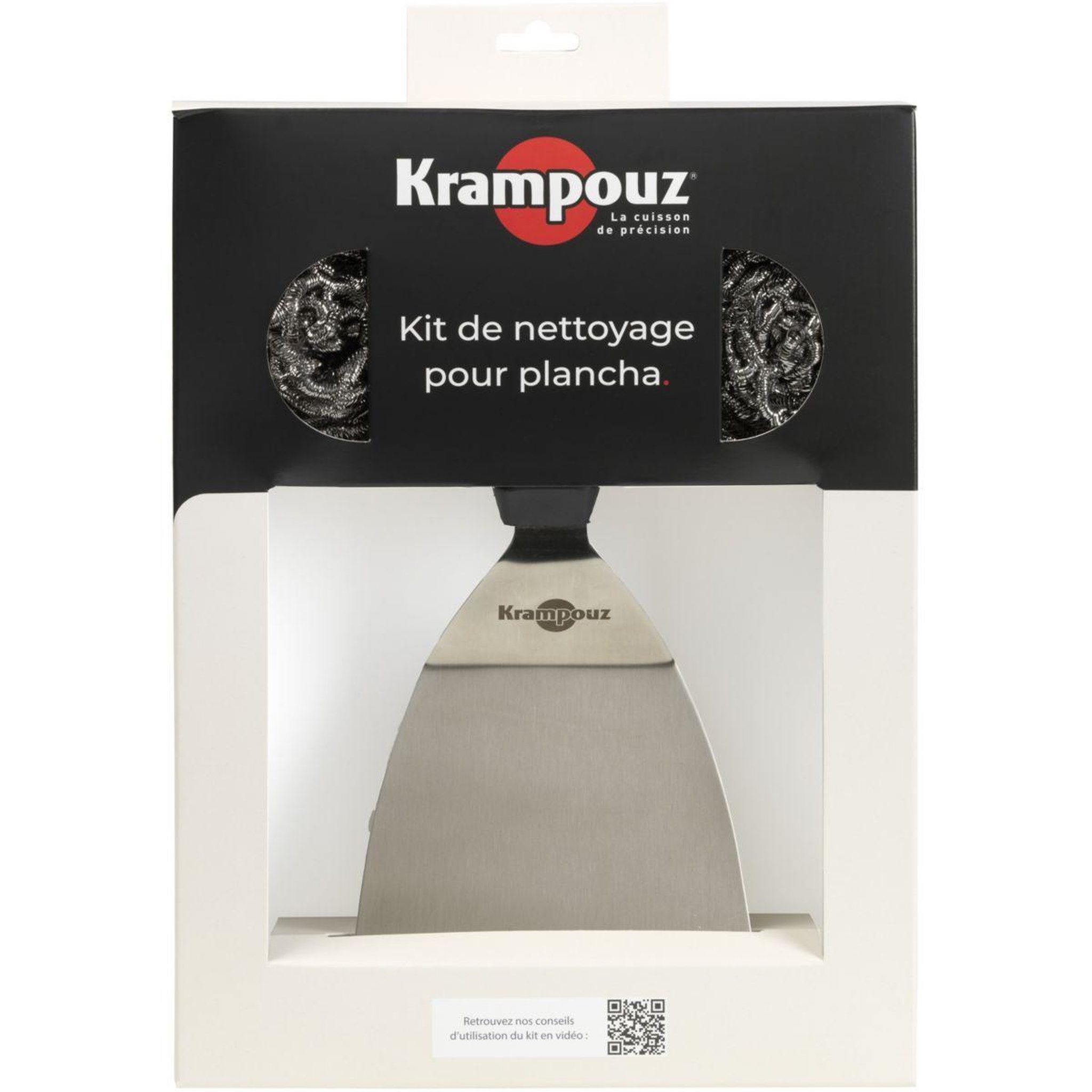 Voir la diapositive 2 : KRAMPOUZ Ustensile plancha spatule/2 boules inox akn1
