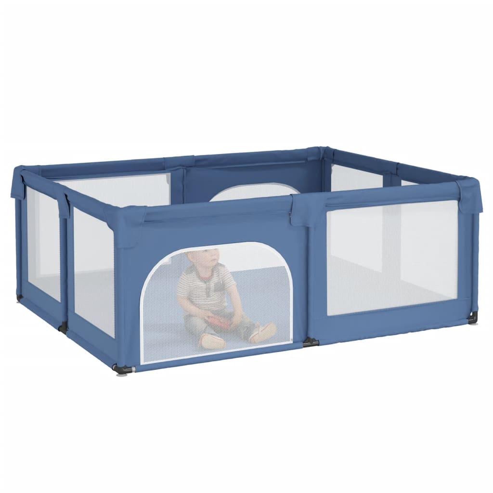 Voir la diapositive 3 : VIDAXL Parc pour bebe avec 2 portes Bleu clair Tissu Oxford