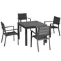 OUTSUNNY Ensemble de jardin 6 personnes chaises empilables table extensible 90/180L cm alu. textilène gris