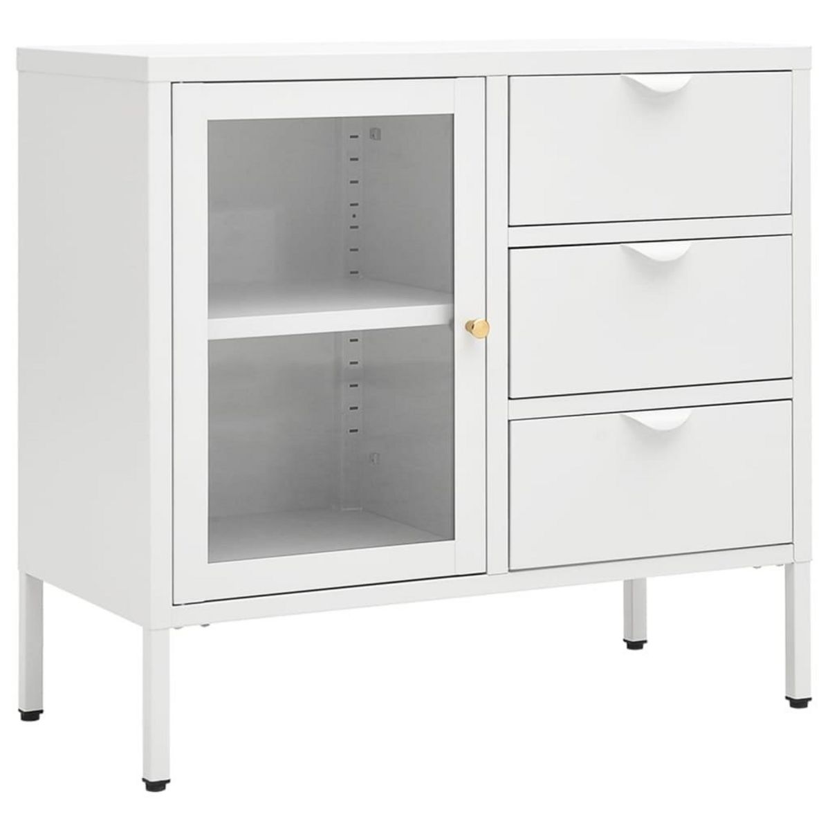 VIDAXL Buffet Blanc 75x35x70 cm Acier et verre trempe