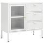 Voir la diapositive 2 : VIDAXL Buffet Blanc 75x35x70 cm Acier et verre trempe