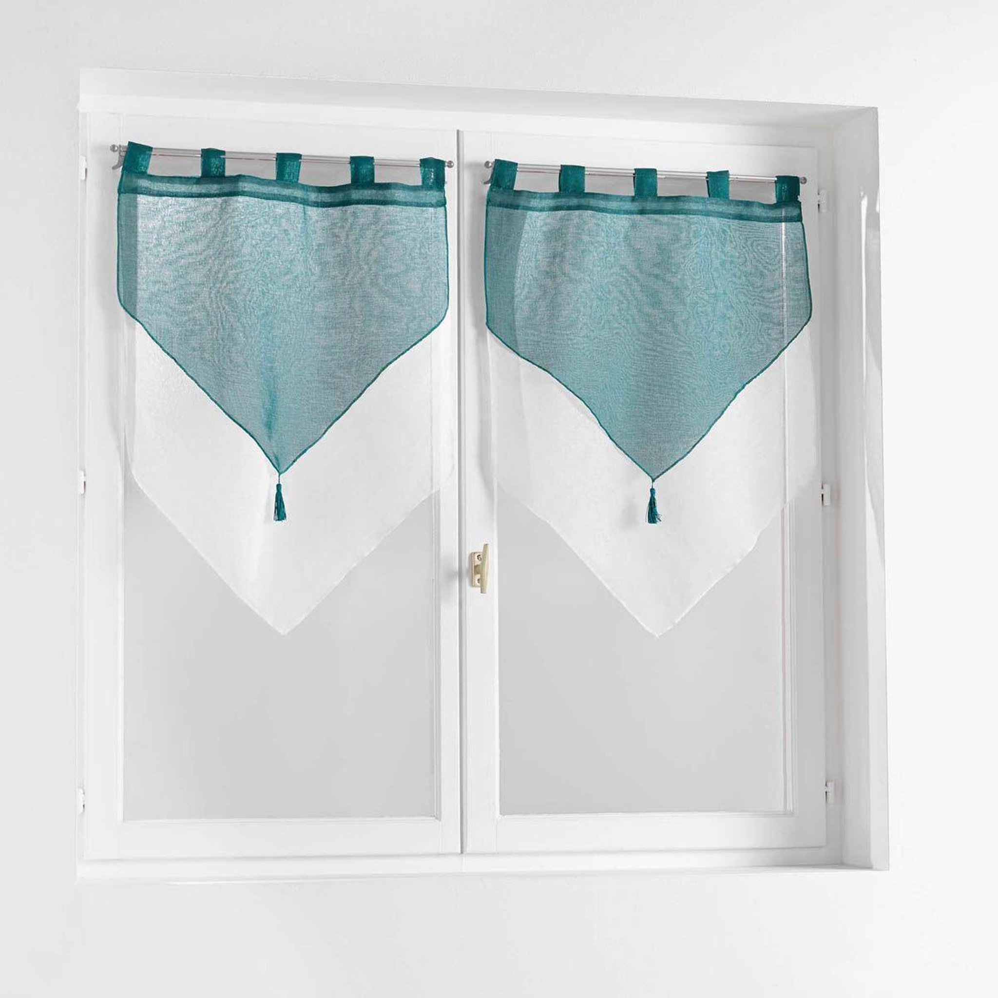Douceur d'Intérieur Paire de voilages  duetto  60x160cm pétrole & blanc