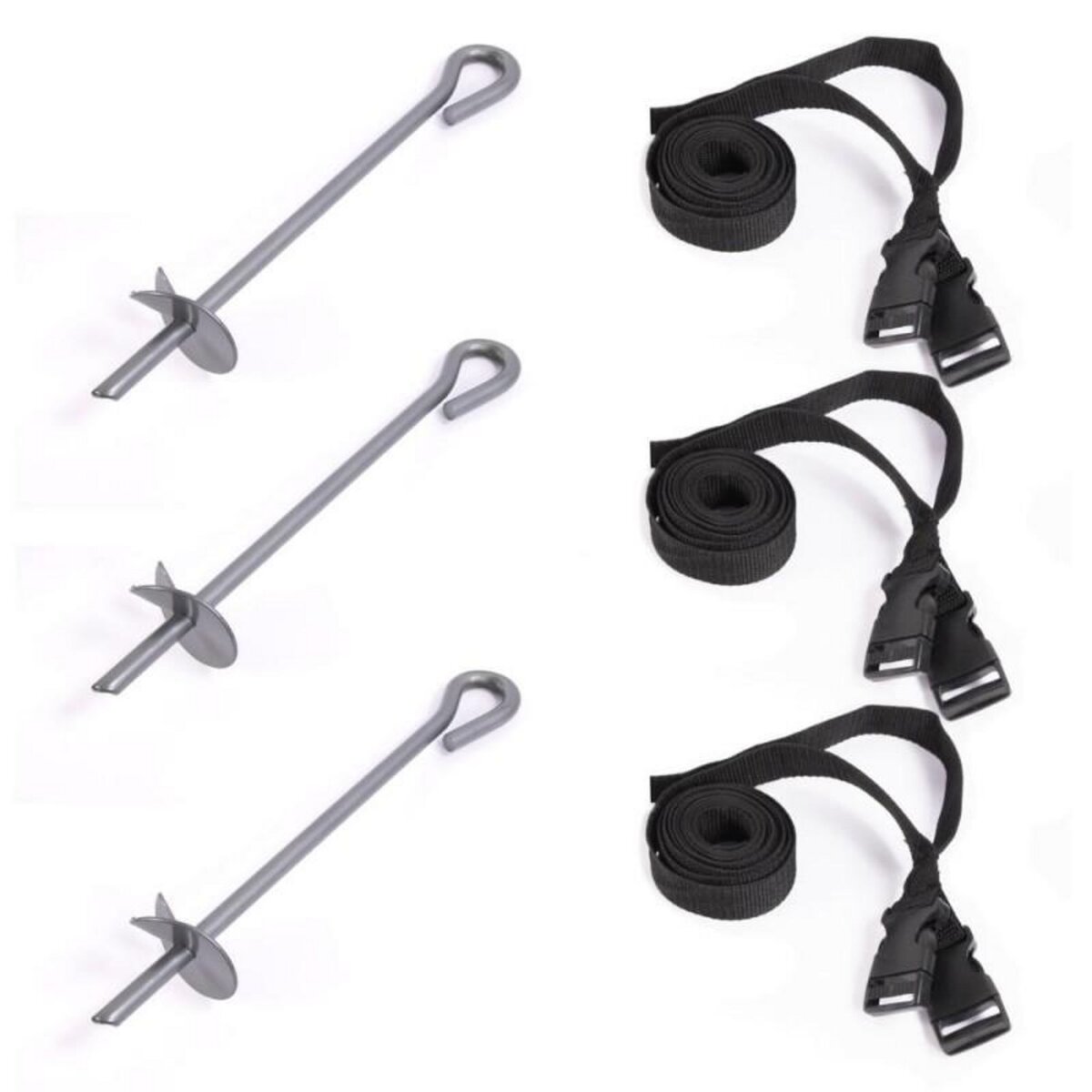 JUMP4FUN Kit de Fixation Trampoline 3Pcs - Ancrage - Kit Universel pour toutes les marques de Trampolines