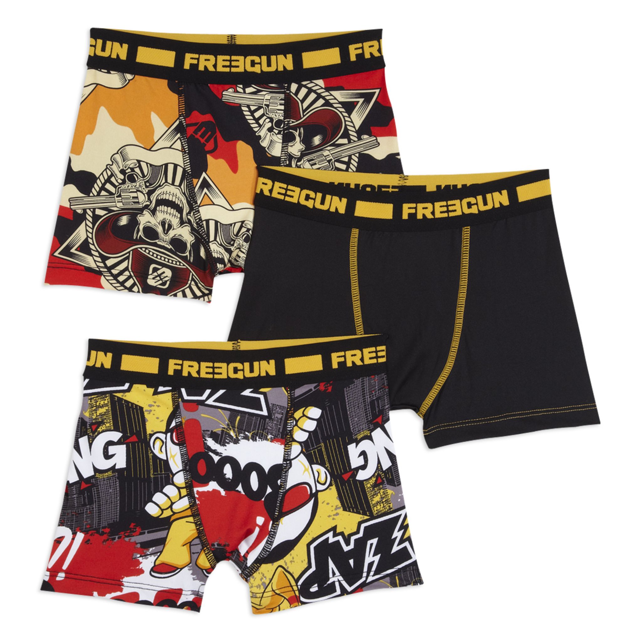 FREEGUN Lot de 3 Boxers Microfibre Garçon Premium (8-10 ans, A80