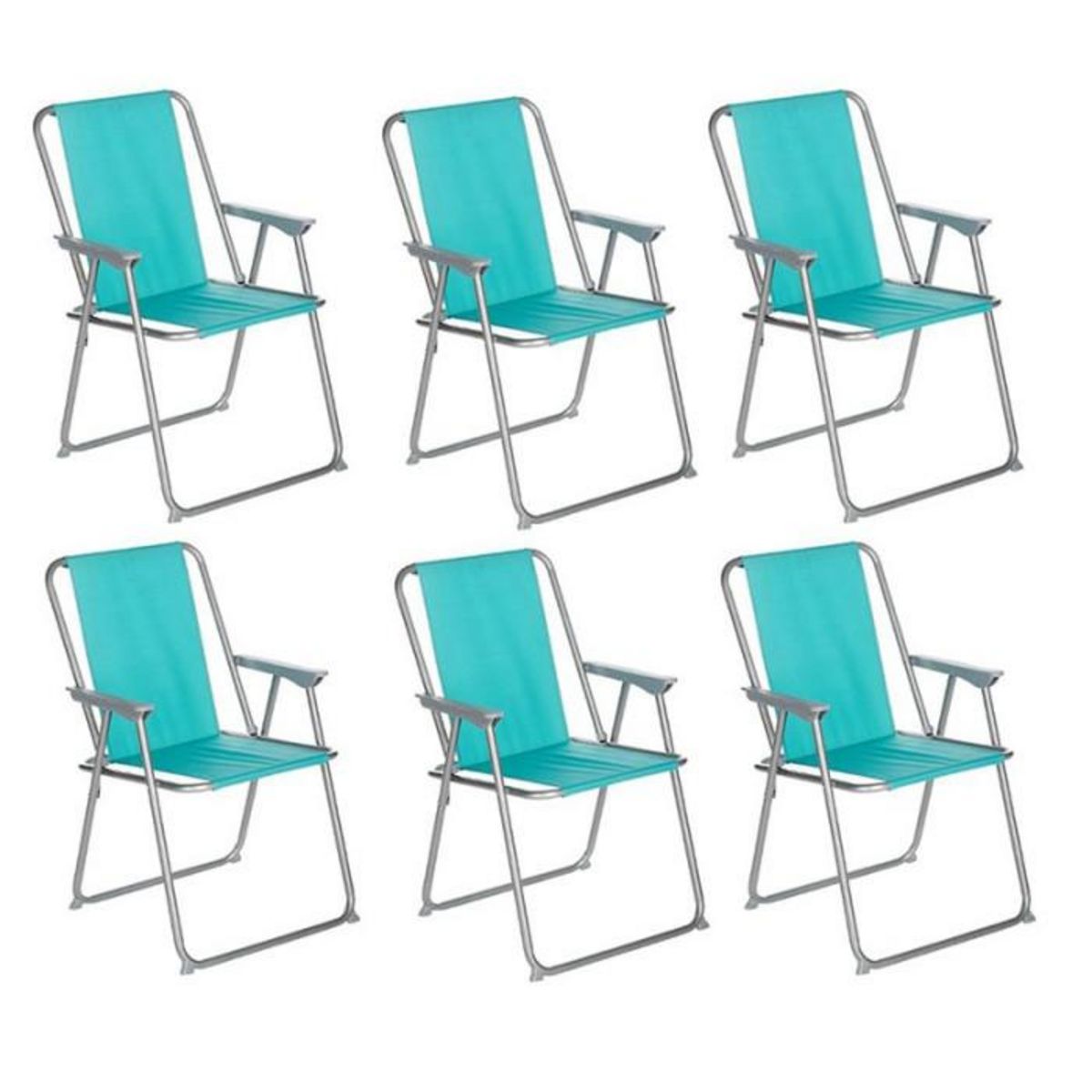 Paris Prix Lot de 6 Chaises de Camping Pliantes  Grecia  74cm Bleu