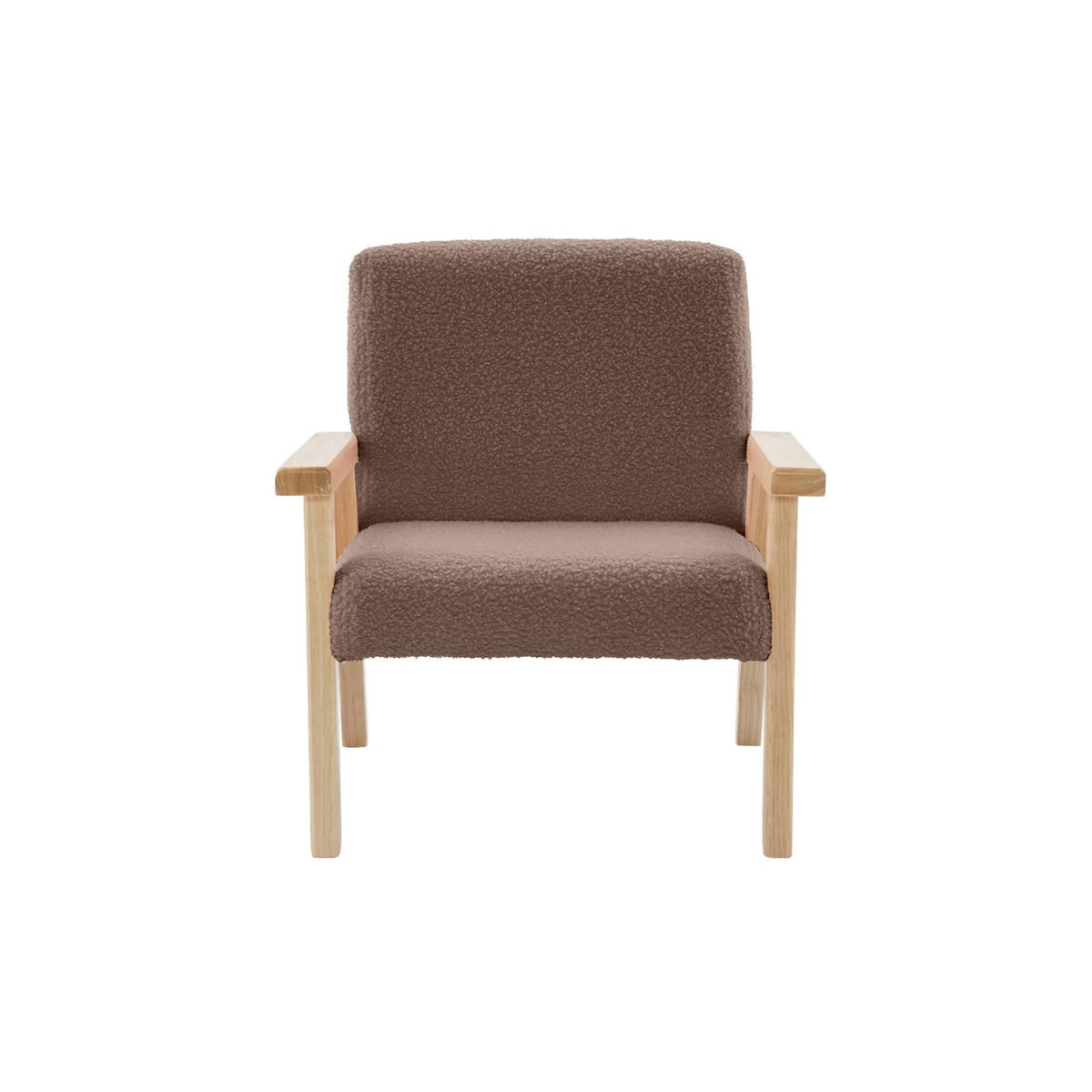SWEEEK Fauteuil enfant en bois et tissu bouclette taupe. ISAK L 47 x P 43.5 x H 50cm