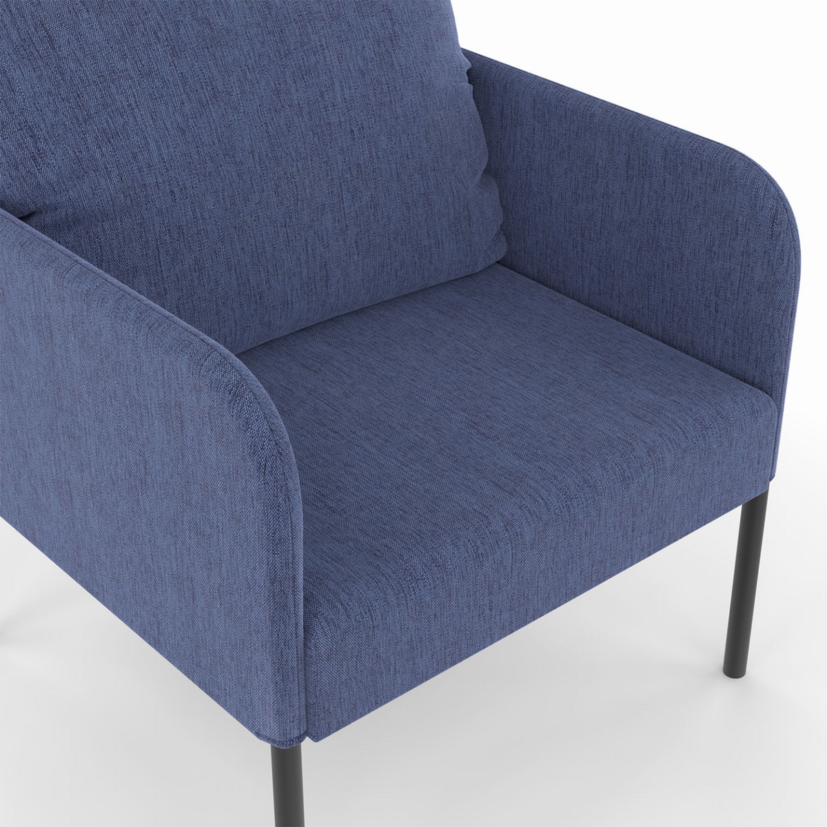 ID MARKET Fauteuil AUGUSTE tissu bleu pieds métal noir