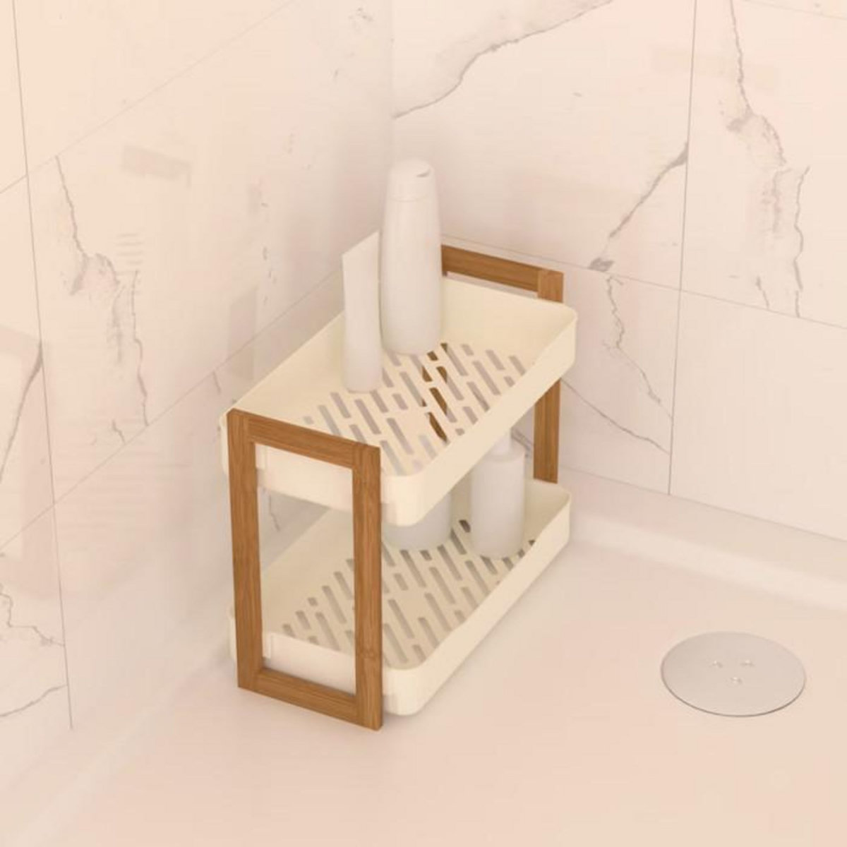 FIVE Étagère de Douche 2 Niveaux  Natureo  35cm Blanc