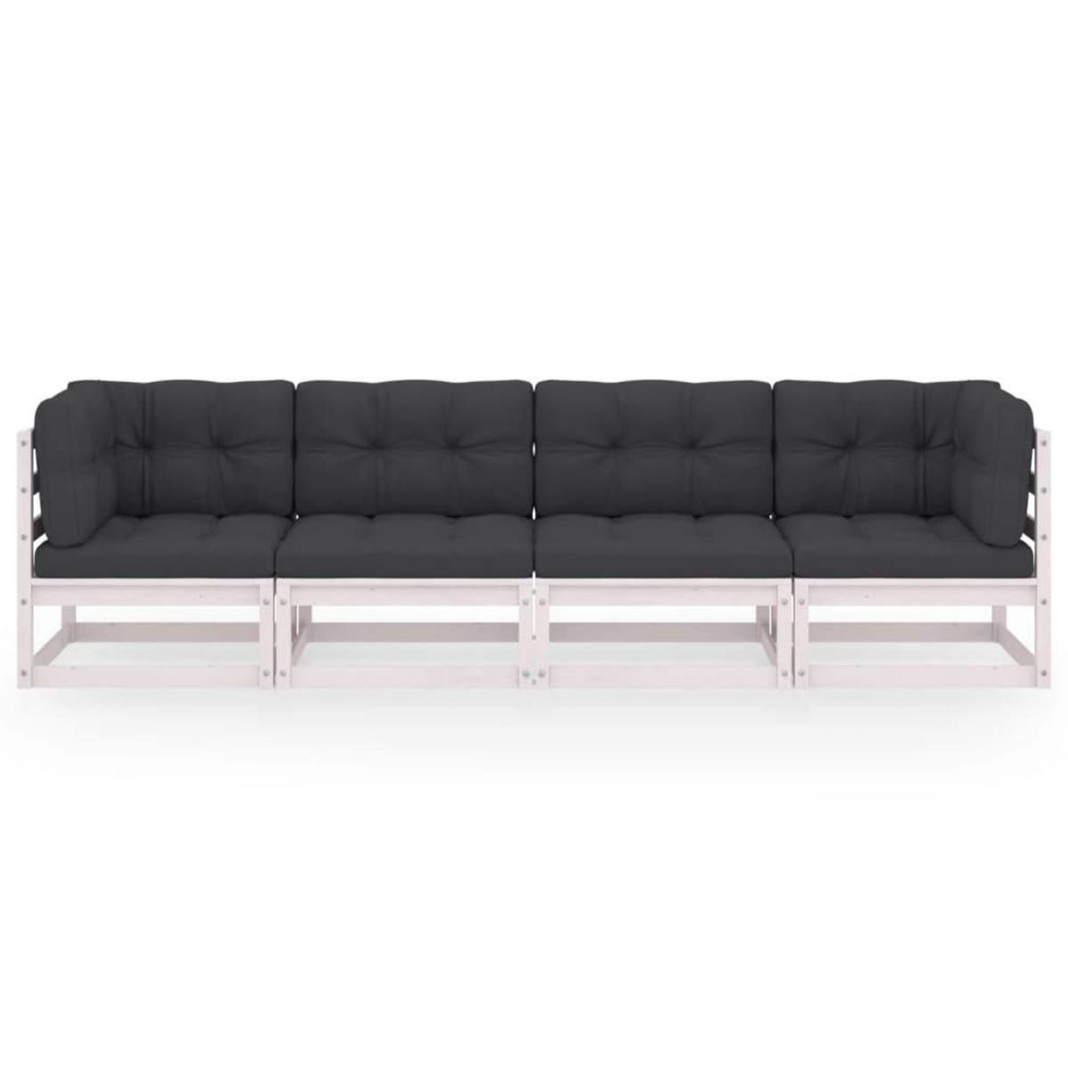 VIDAXL Canape 4 places de jardin avec coussins Bois de pin massif