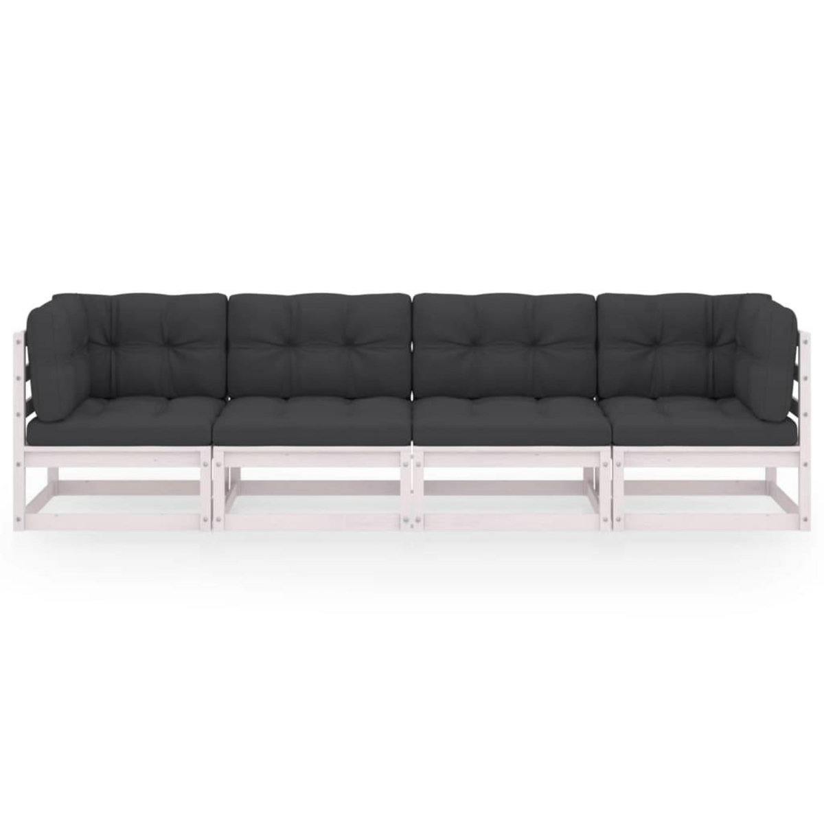 VIDAXL Canape 4 places de jardin avec coussins Bois de pin massif