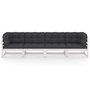 Voir la diapositive 3 : VIDAXL Canape 4 places de jardin avec coussins Bois de pin massif