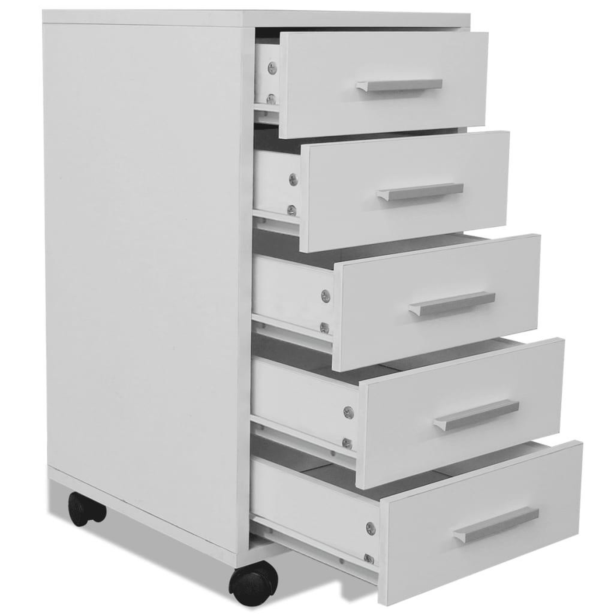 Voir la diapositive 5 : VIDAXL Caisson a tiroir de bureau avec roulettes et 5 tiroirs blanc