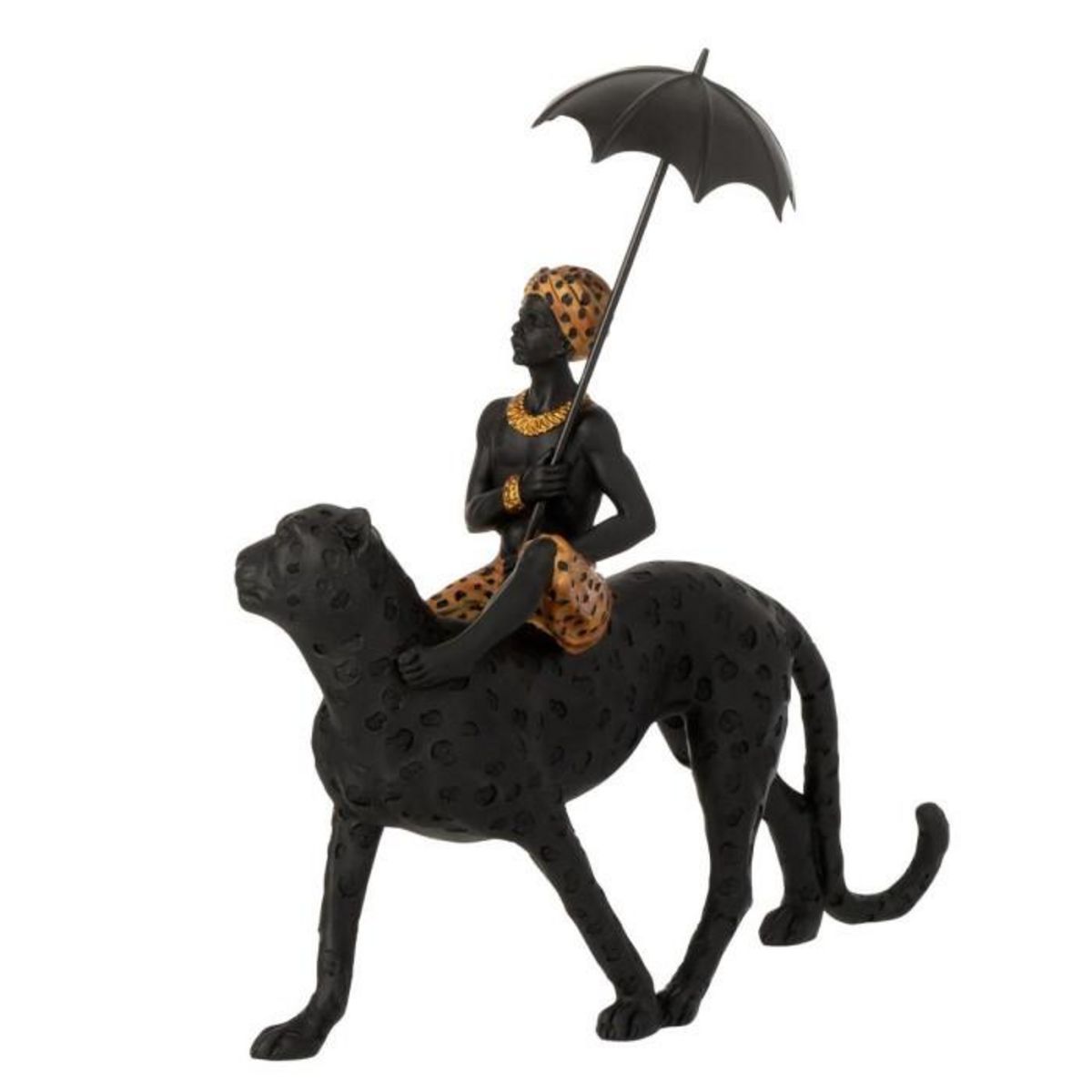 Paris Prix Statuette Déco  Garçon sur Léopard  34cm Noir