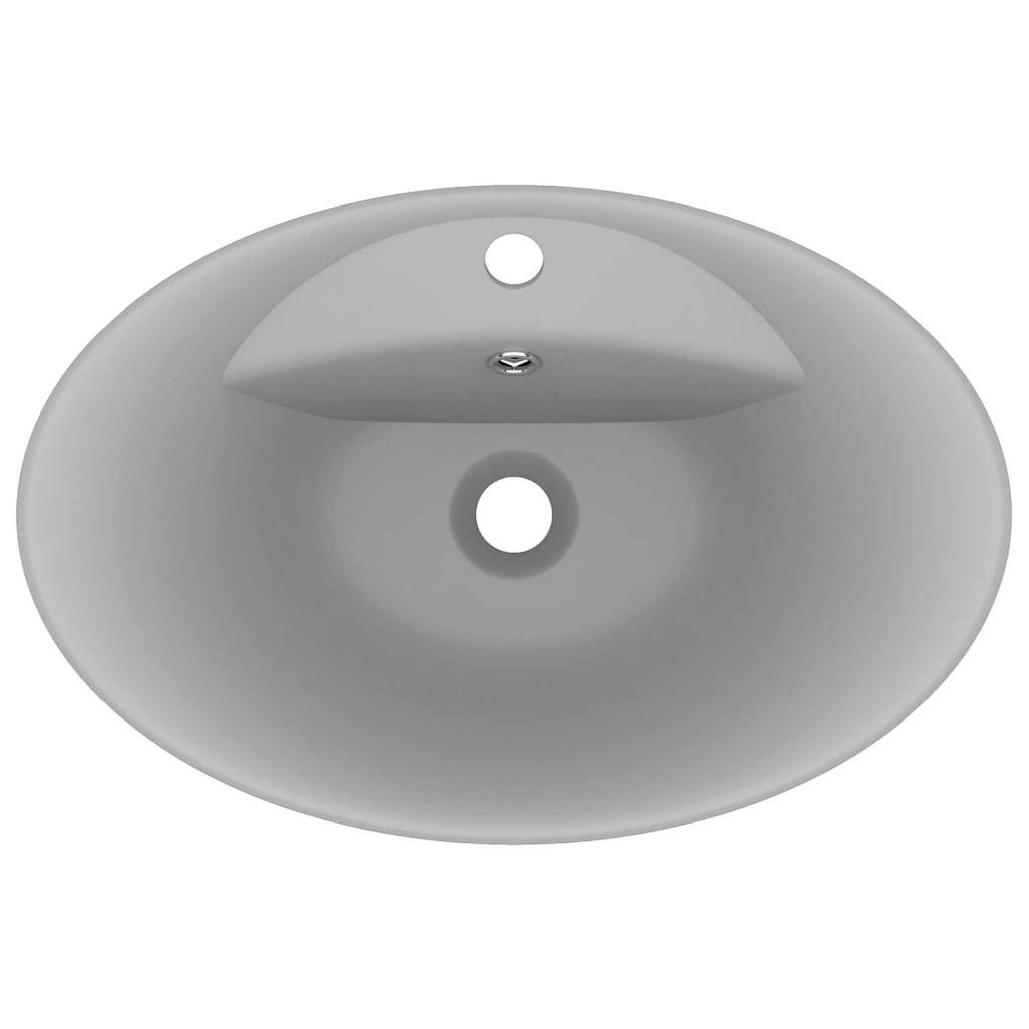 Voir la diapositive 4 : VIDAXL Lavabo ovale a trop-plein Gris clair mat 58,5x39 cm Ceramique