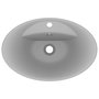 Voir la diapositive 4 : VIDAXL Lavabo ovale a trop-plein Gris clair mat 58,5x39 cm Ceramique