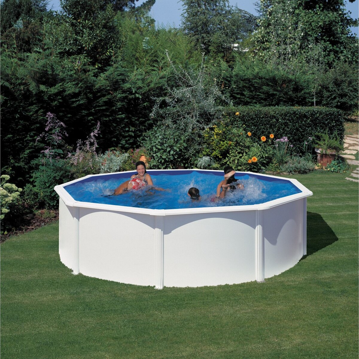 GRE Piscine hors sol acier ronde - Blanche - 4,80 x 1,22 m -FIDJI