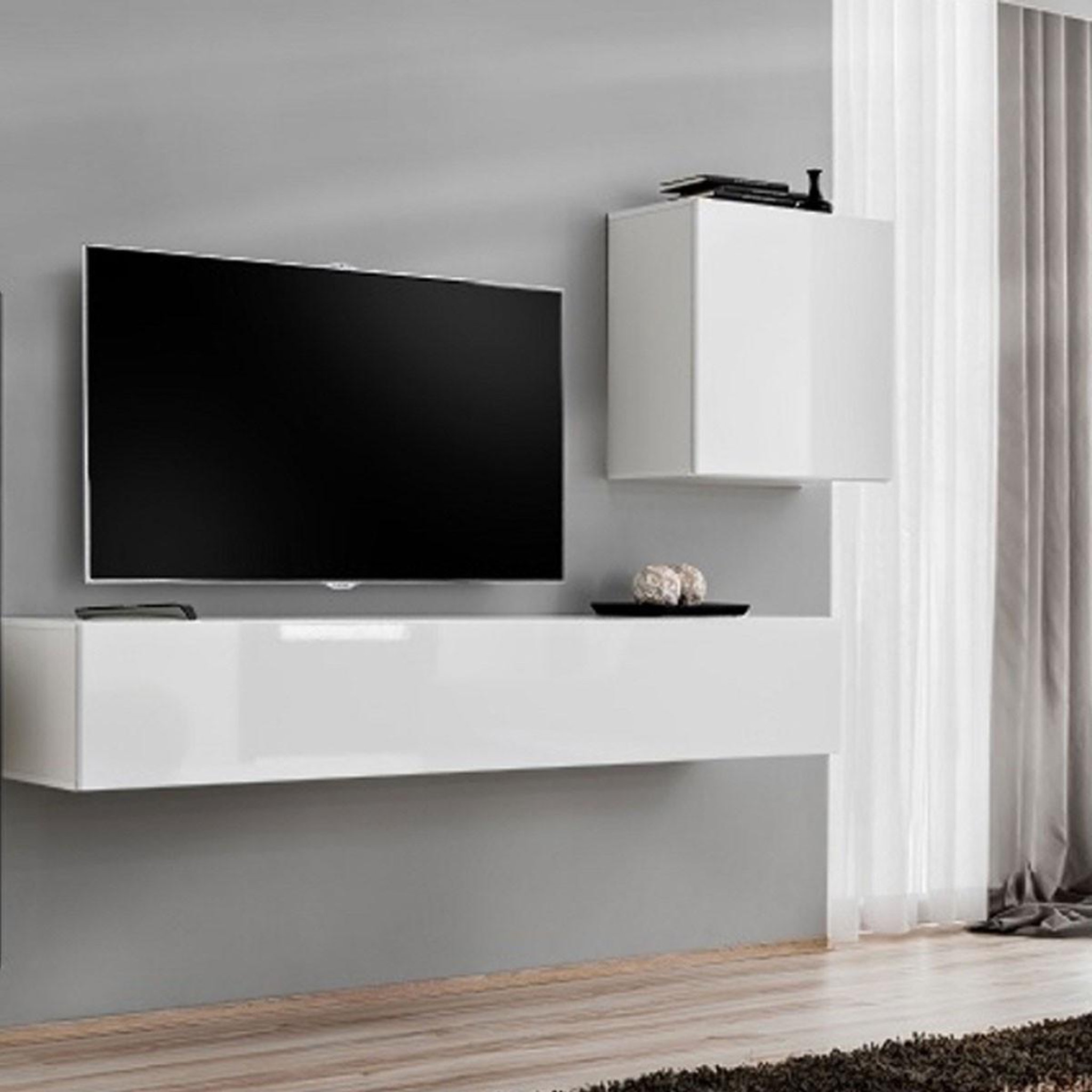 Voir la diapositive 3 : Paris Prix Meuble tv mural design  switch iii  330cm noir & blanc