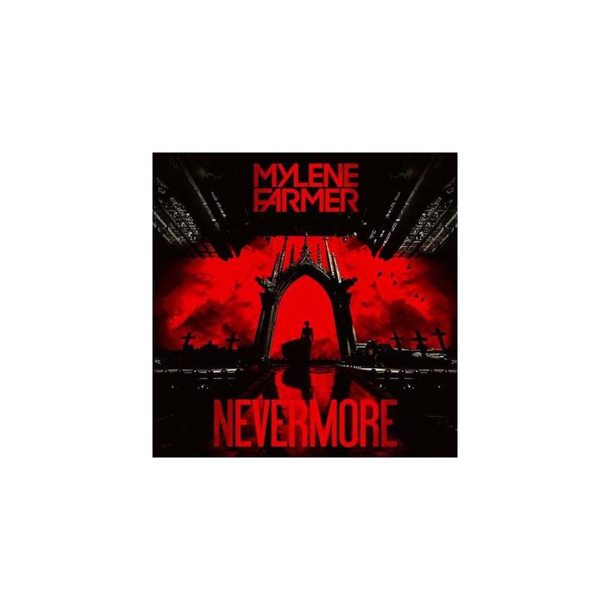 Vinyle nevermore poster graphique en noir, rouge et gris