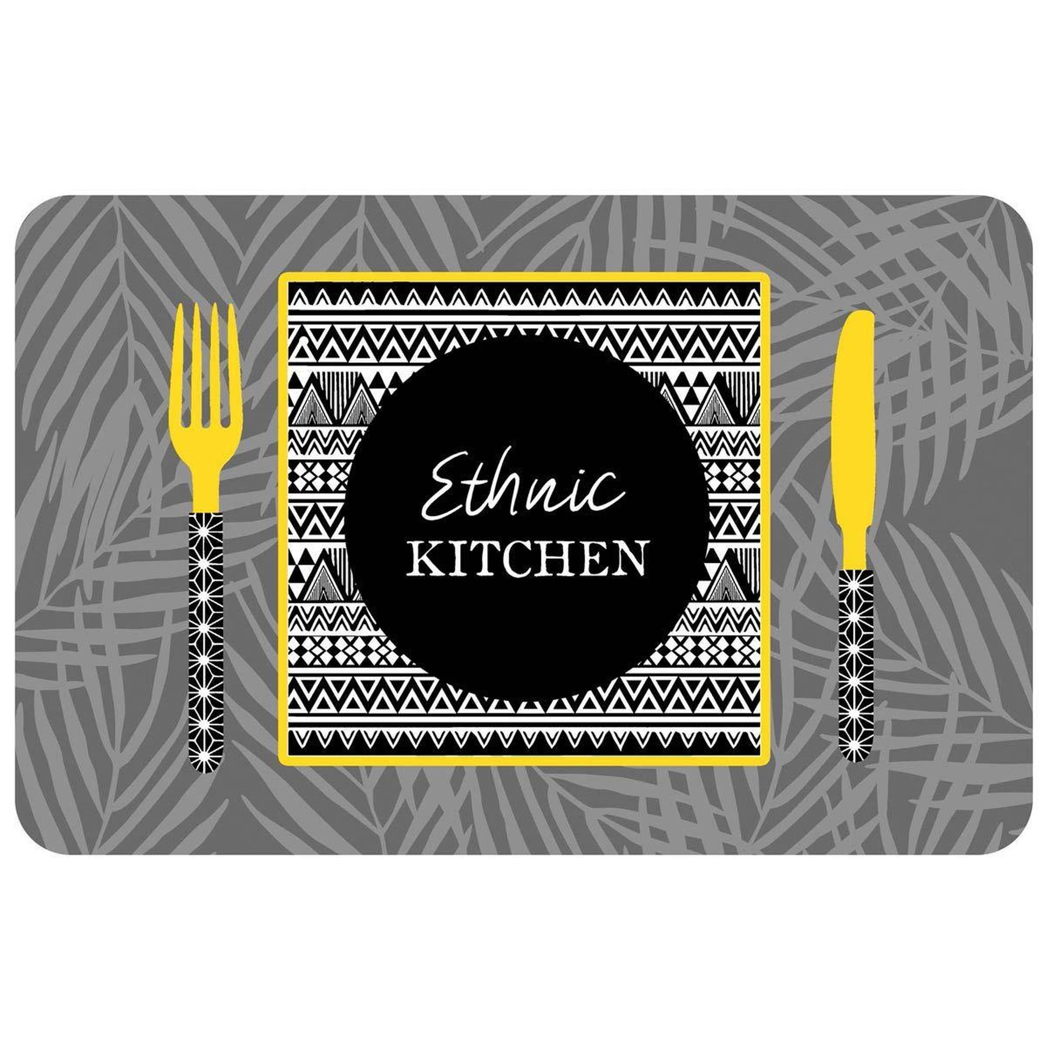 Douceur d'Intérieur Set de table imprimé  ethnic kitchen  28x44cm gris