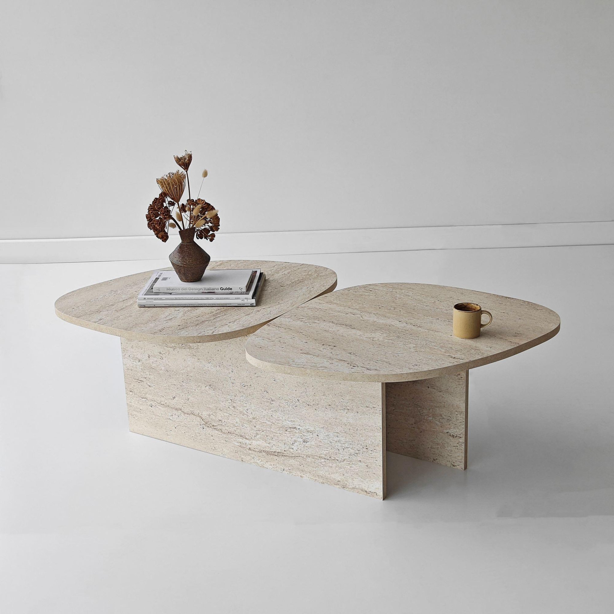 Voir la diapositive 2 : Habitat et Jardin Table basse en bois  stones  125 x 60 x 38 cm - travertin