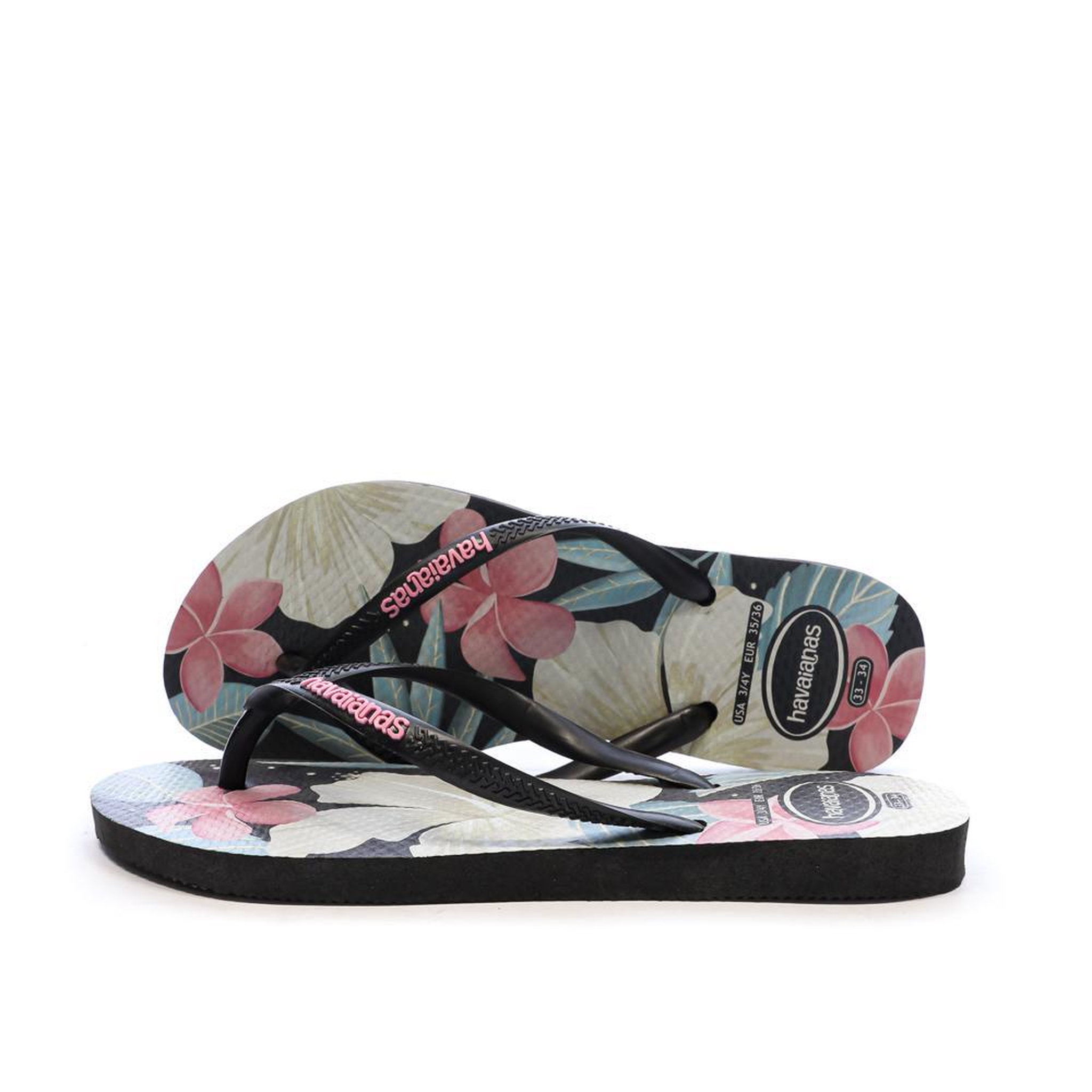 Voir la diapositive 1 : HAVAIANAS Tongs Rose/Blanc/Noir Fille/Femme Havaianas Floral