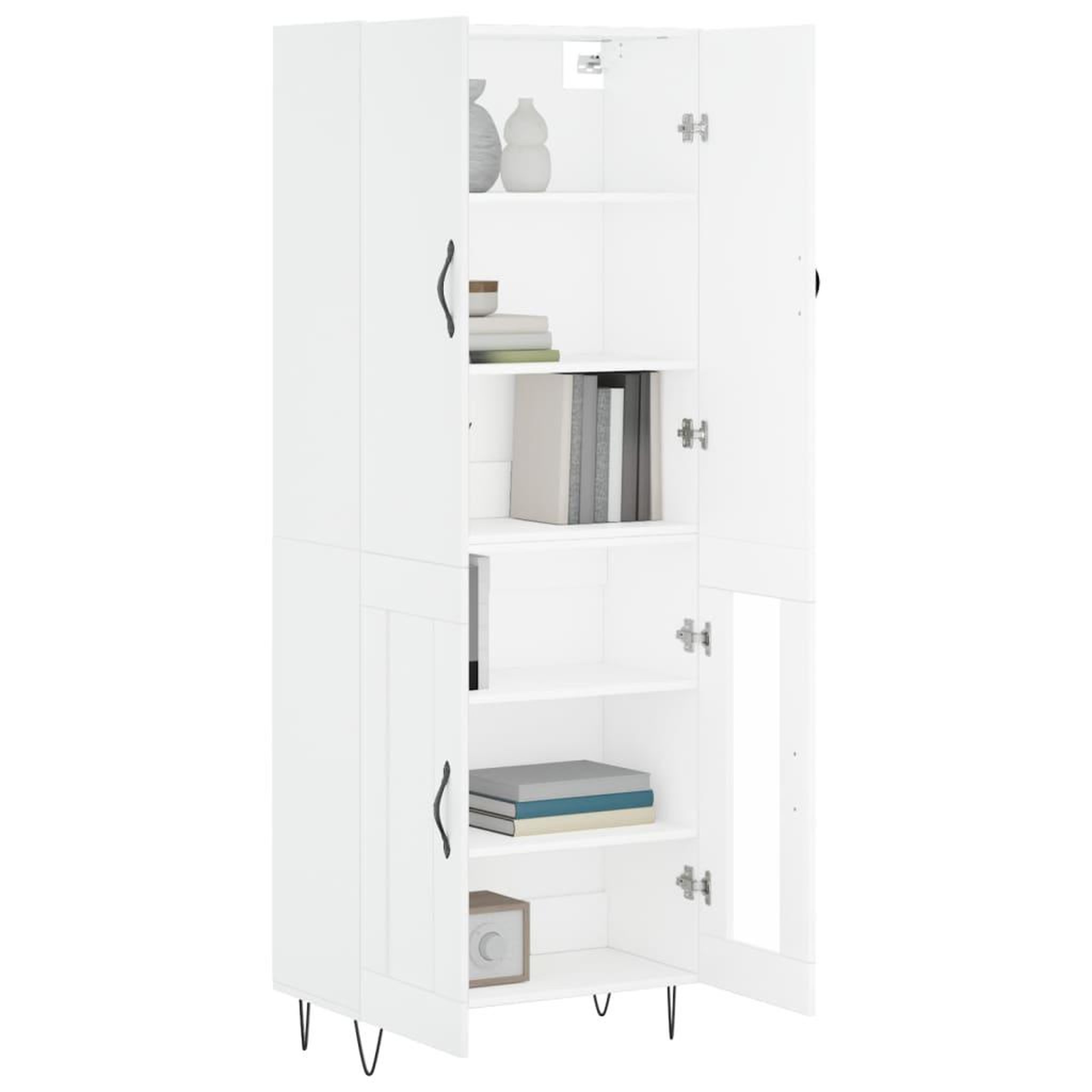 Voir la diapositive 3 : VIDAXL Buffet haut Blanc 69,5x34x180 cm Bois d'ingenierie