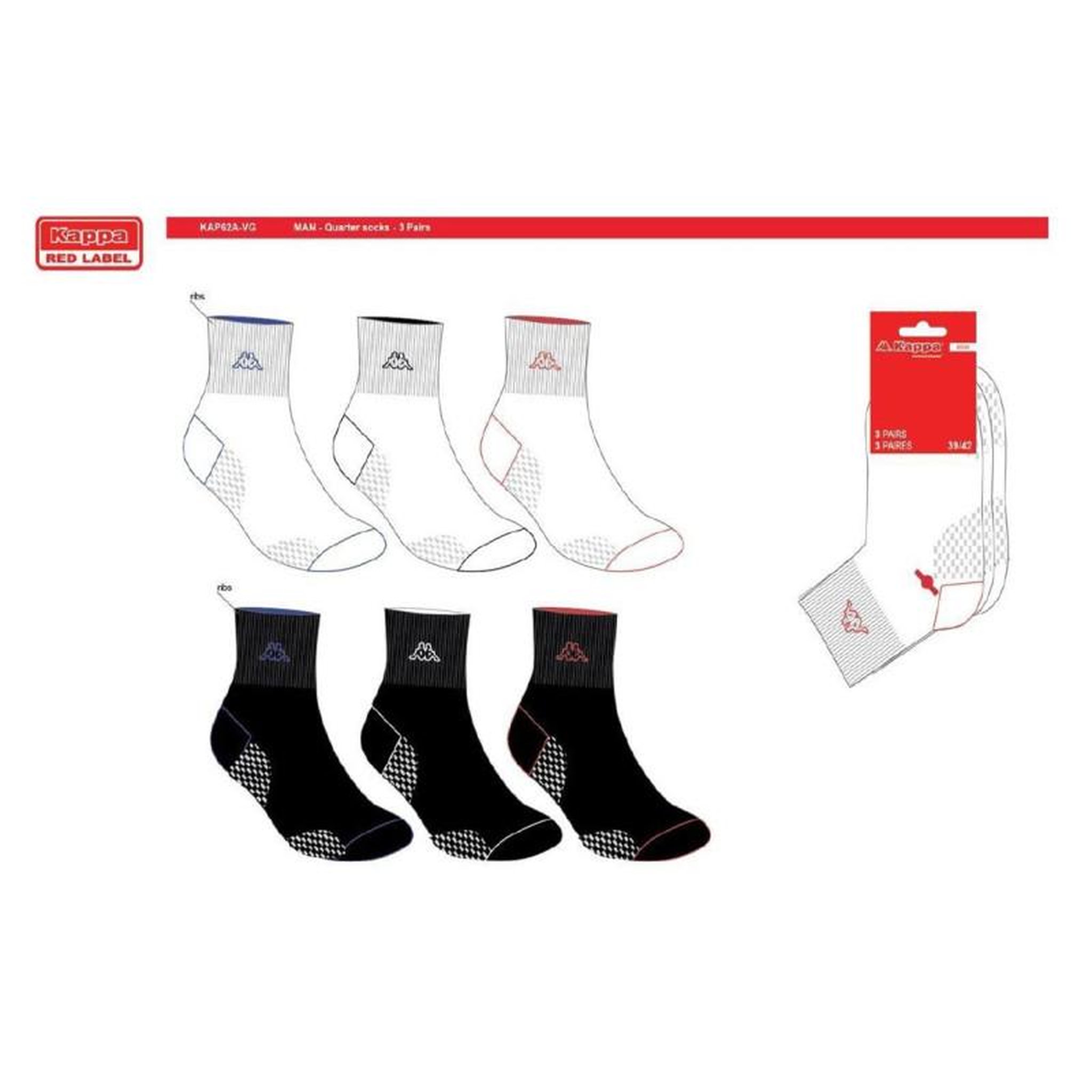 Voir la diapositive 4 : KAPPA Chaussettes Homme QUARTER KAPPA