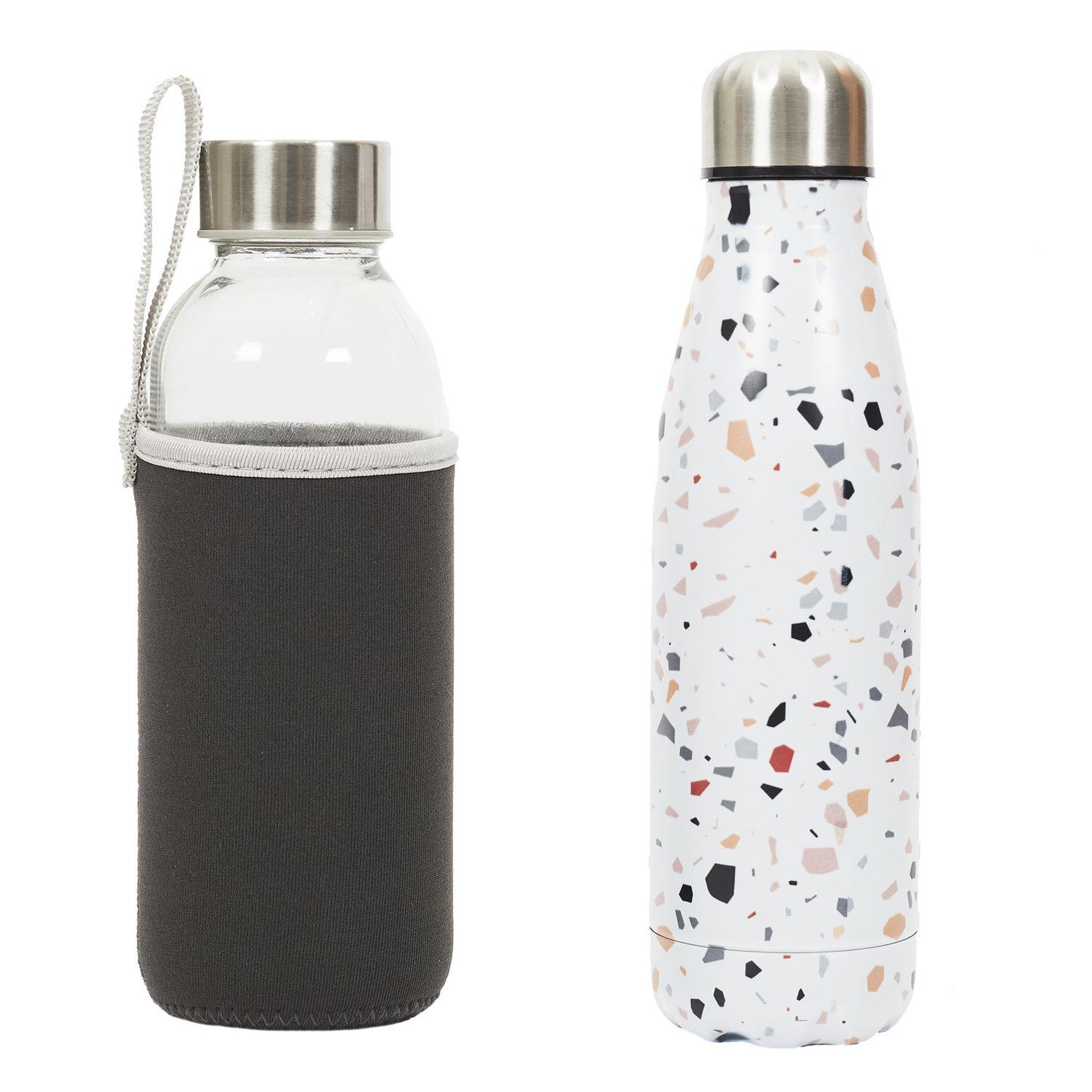 TOILINUX Coffret de 2 bouteilles 50 cl - 1 en verre et 1 isotherme - multicouleur